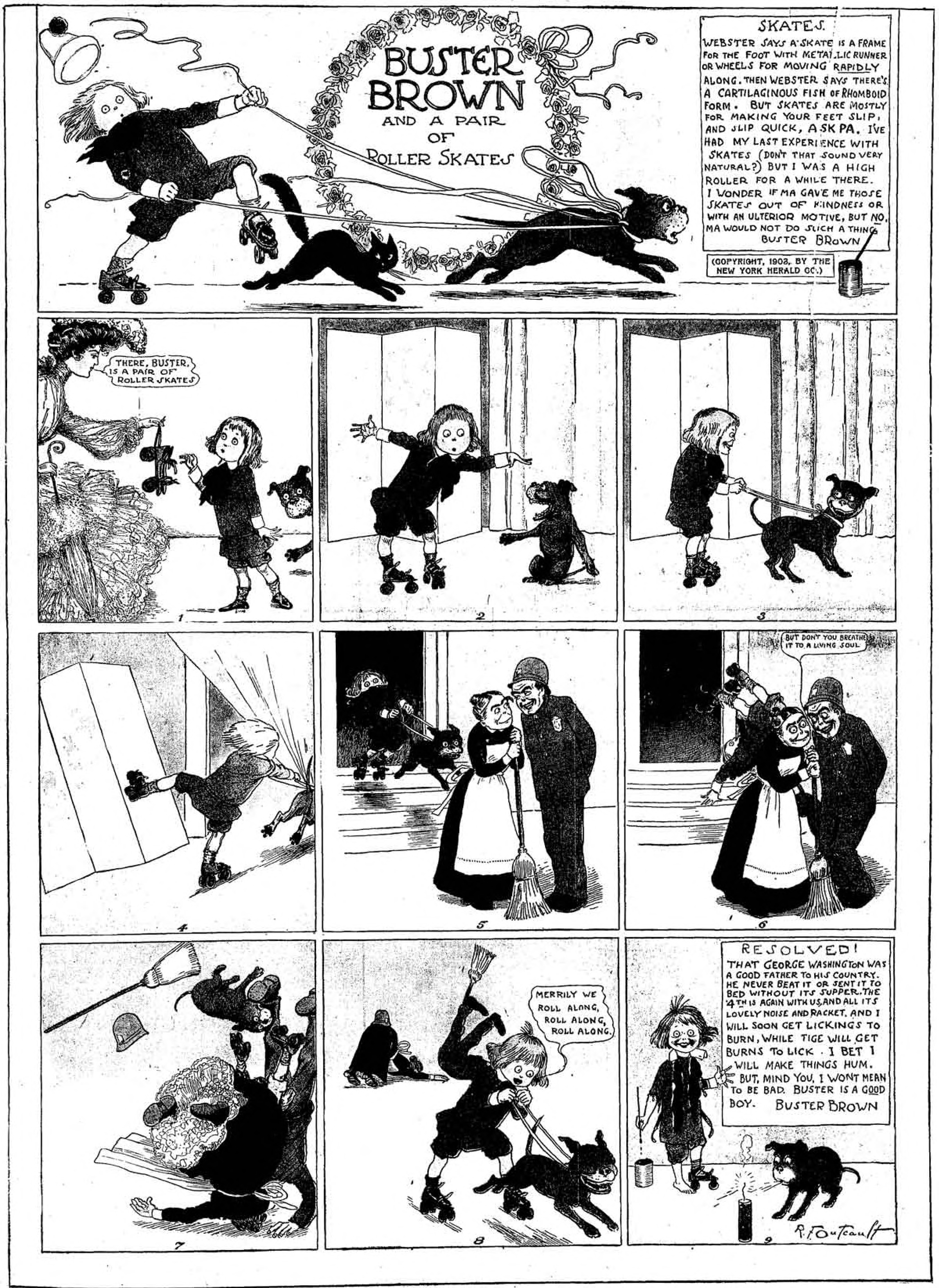 Buster Brown, Sunday page 1903 (10). R. F. Outcault, New York Herald. Public domain.