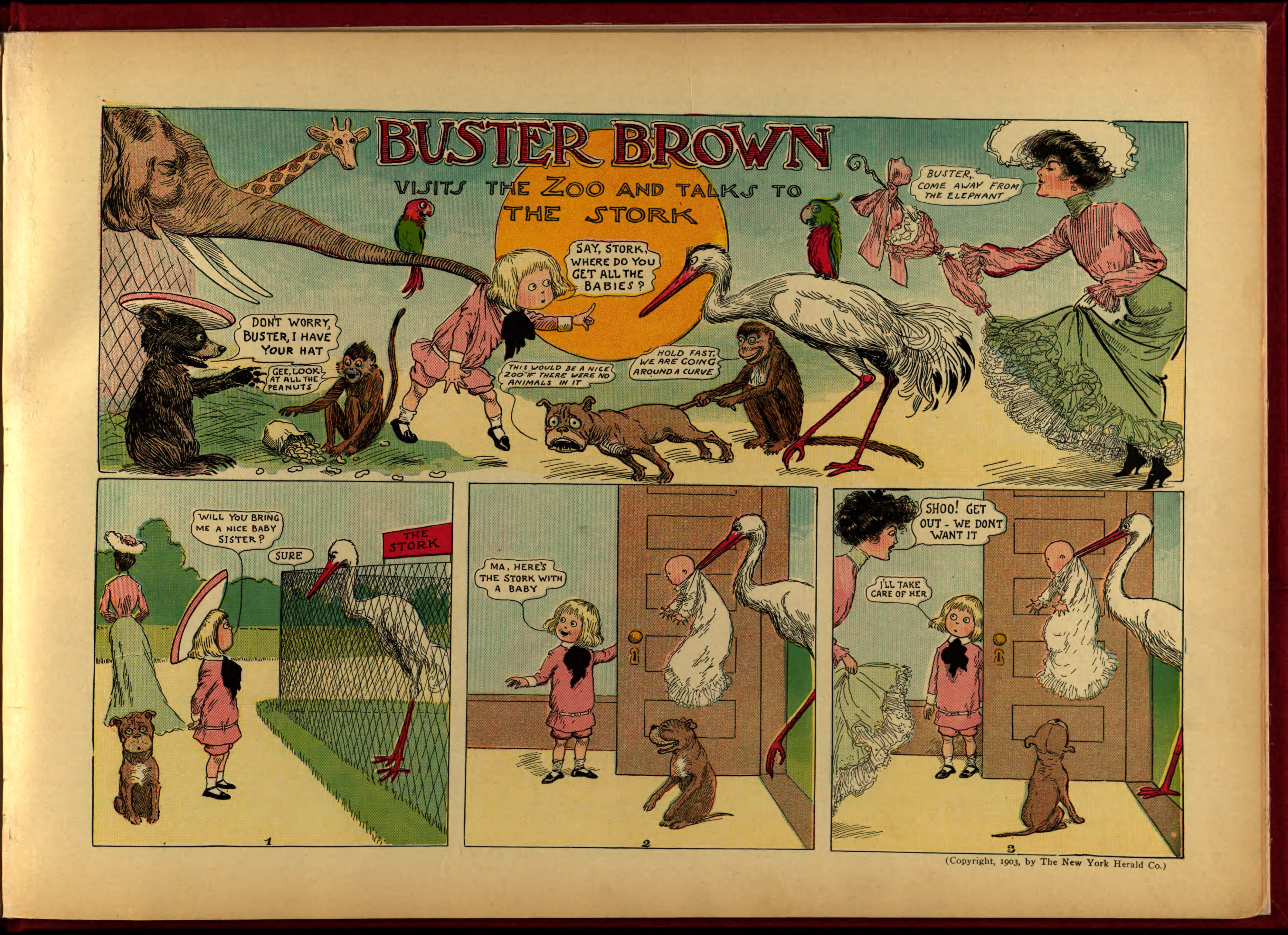 Buster Brown, His Dog Tige and Their Troubles (Frederick A. Stokes, 1904), page 19. R. F. Outcault. Public domain.