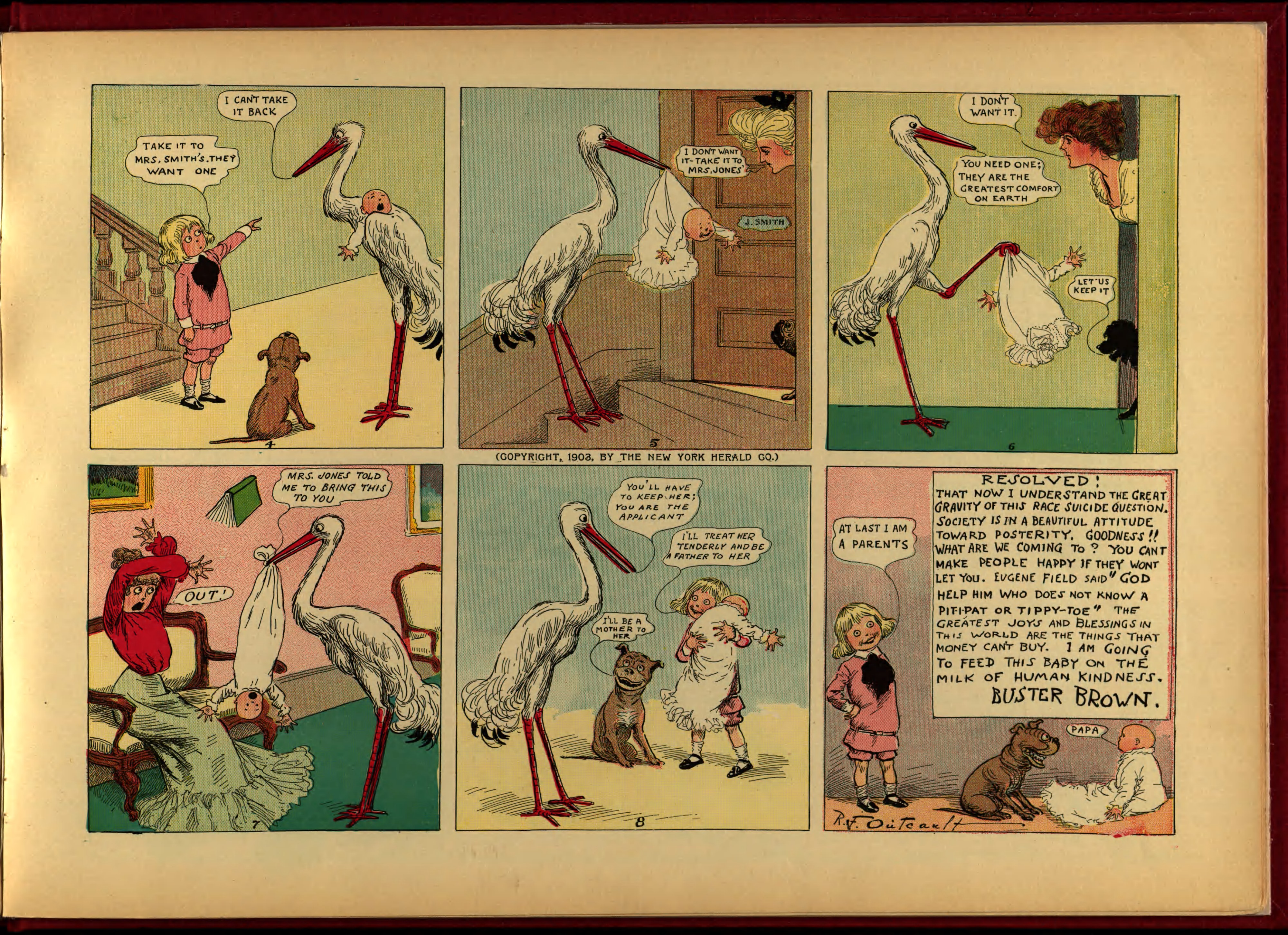 Buster Brown, His Dog Tige and Their Troubles (Frederick A. Stokes, 1904), page 20. R. F. Outcault. Public domain.