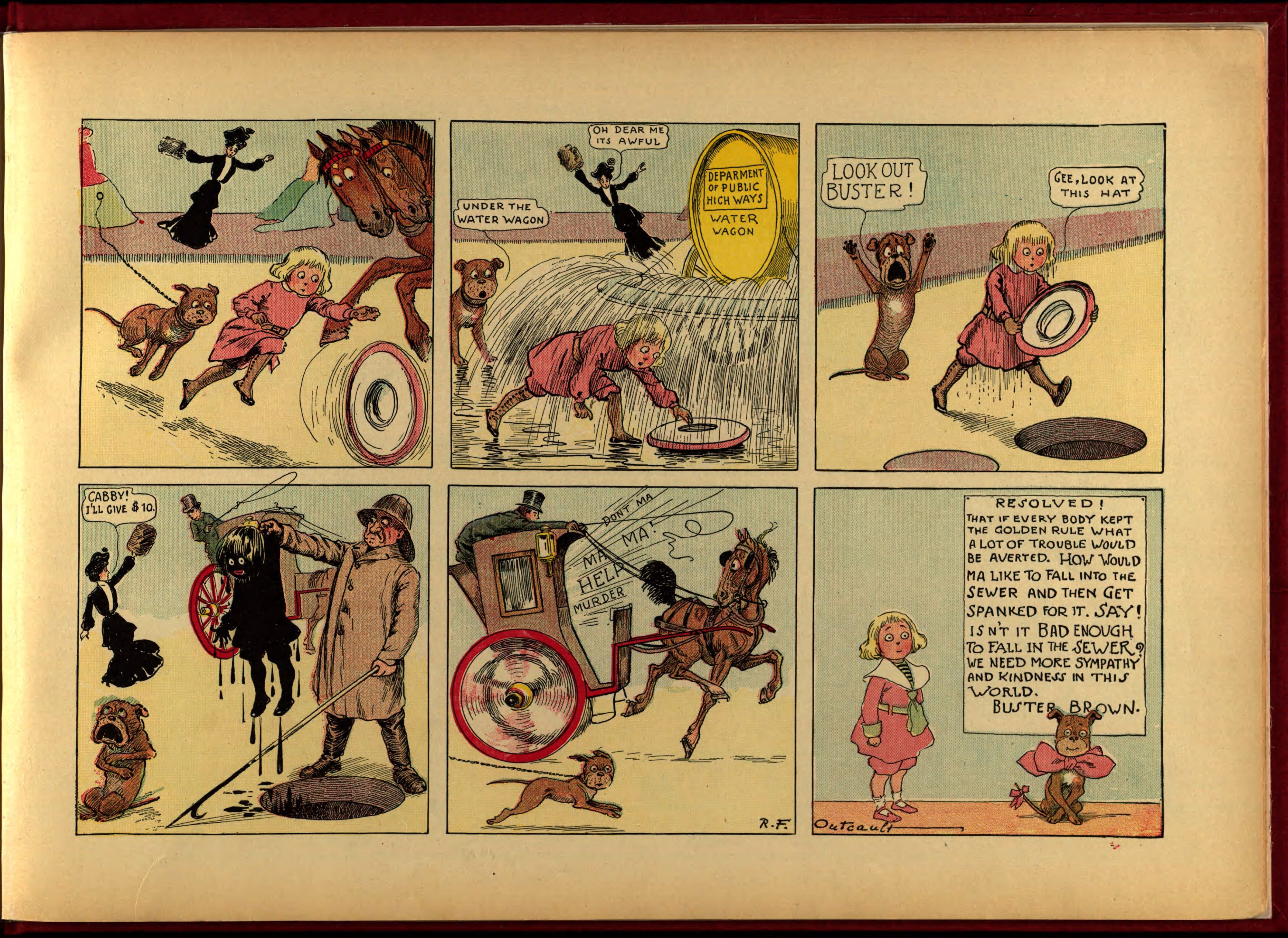 Buster Brown, His Dog Tige and Their Troubles (Frederick A. Stokes, 1904), page 22. R. F. Outcault. Public domain.