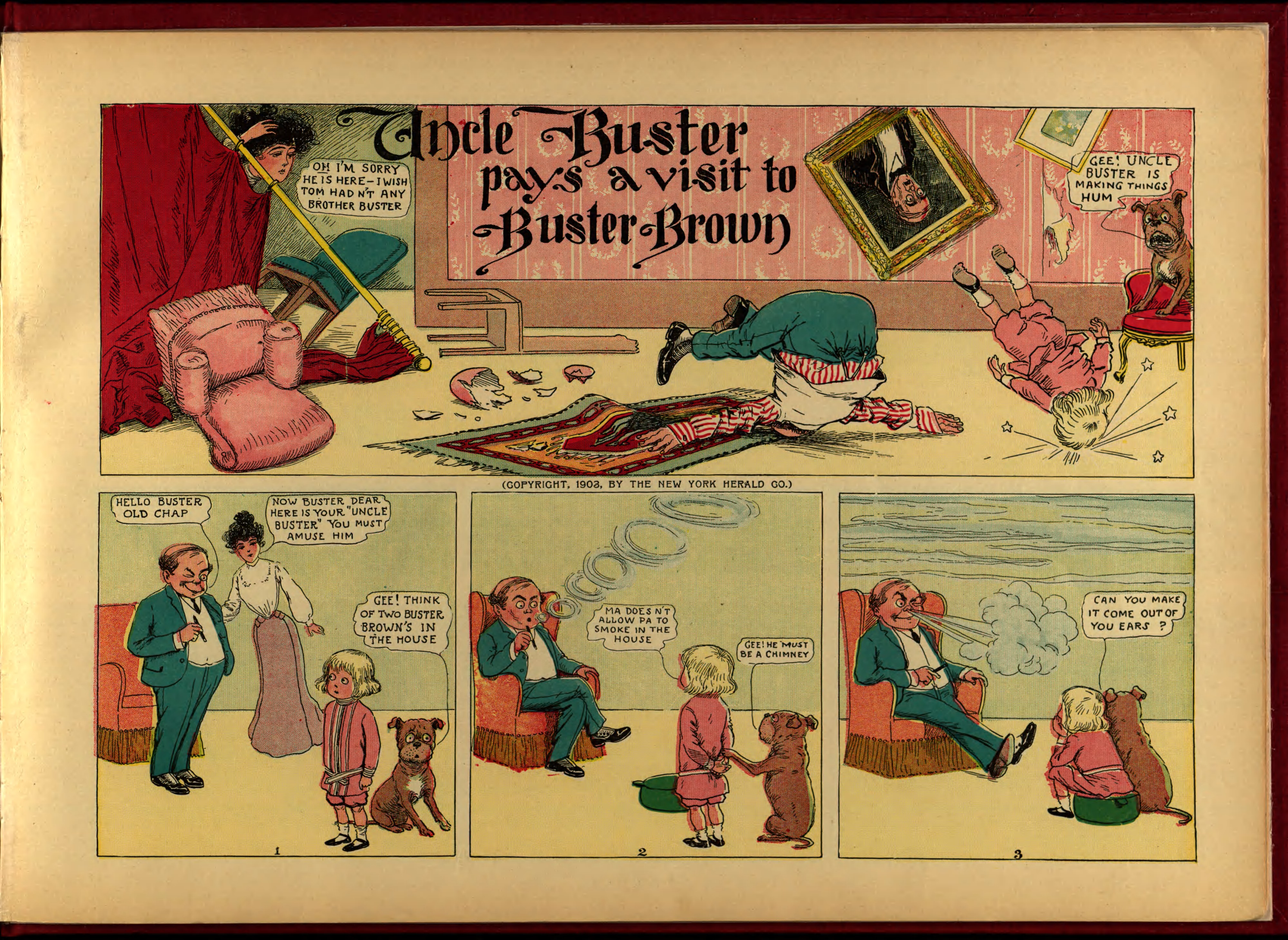 Buster Brown, His Dog Tige and Their Troubles (Frederick A. Stokes, 1904), page 23. R. F. Outcault. Public domain.