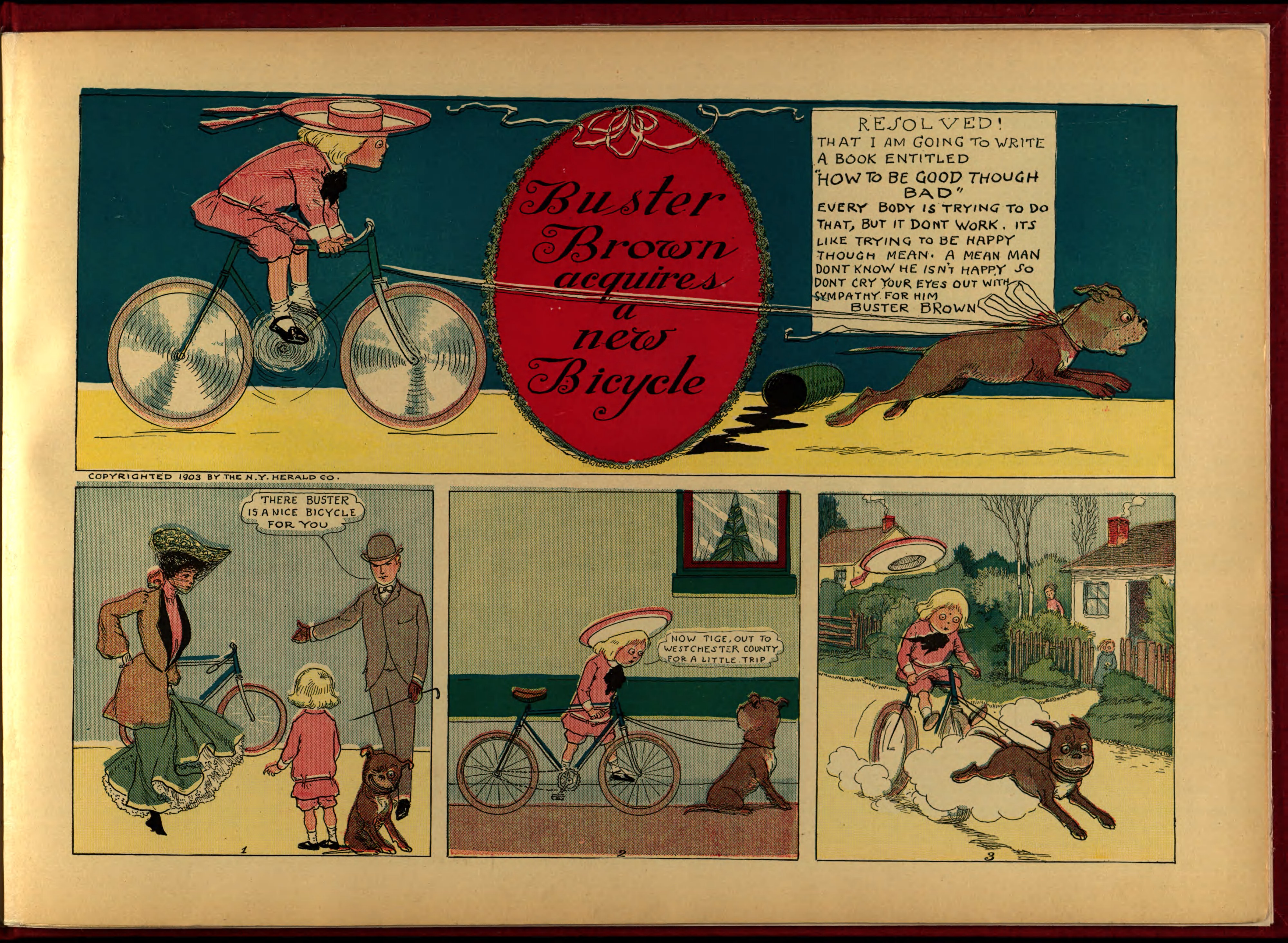Buster Brown, His Dog Tige and Their Troubles (Frederick A. Stokes, 1904), page 27. R. F. Outcault. Public domain.