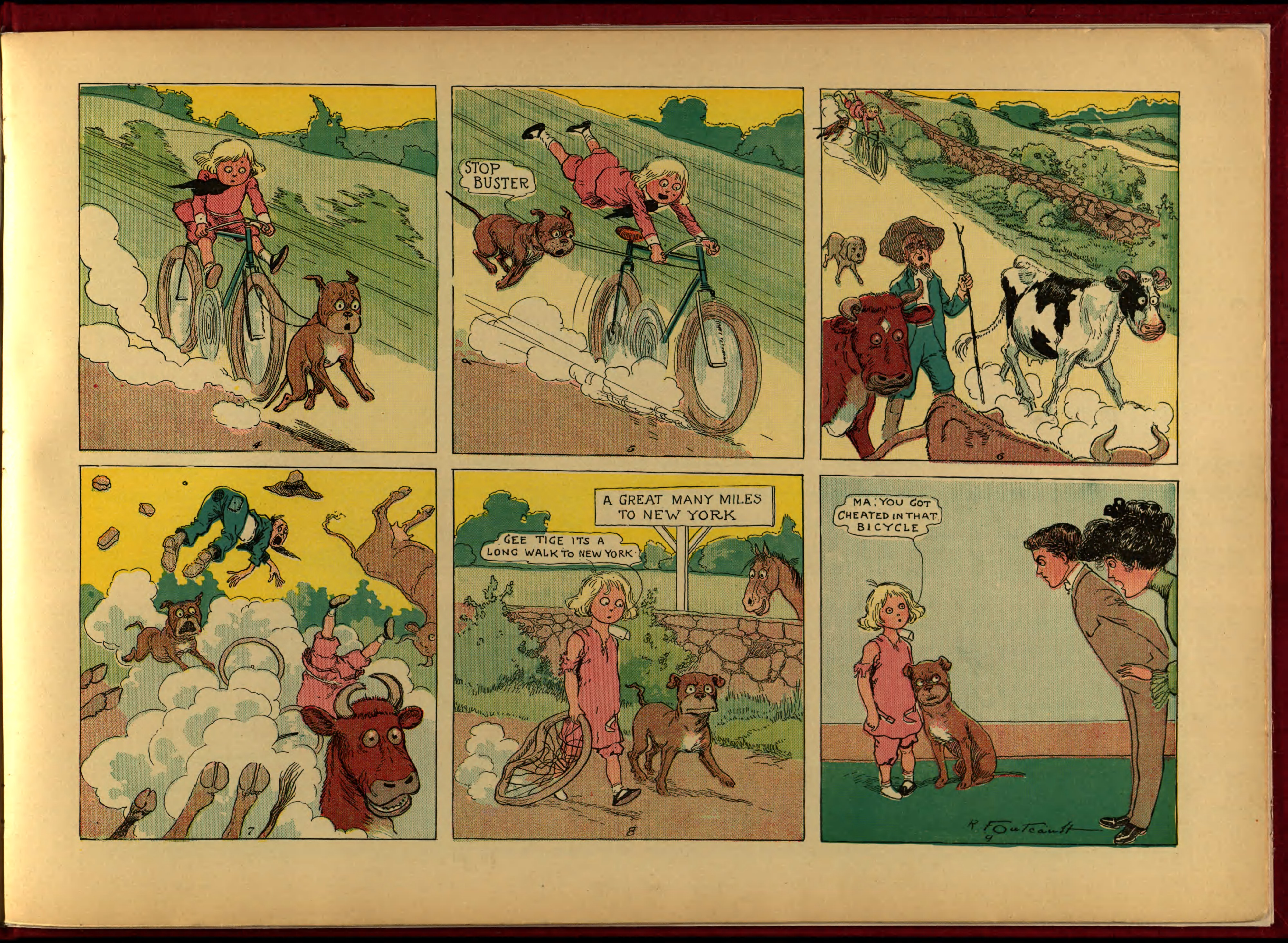 Buster Brown, His Dog Tige and Their Troubles (Frederick A. Stokes, 1904), page 28. R. F. Outcault. Public domain.
