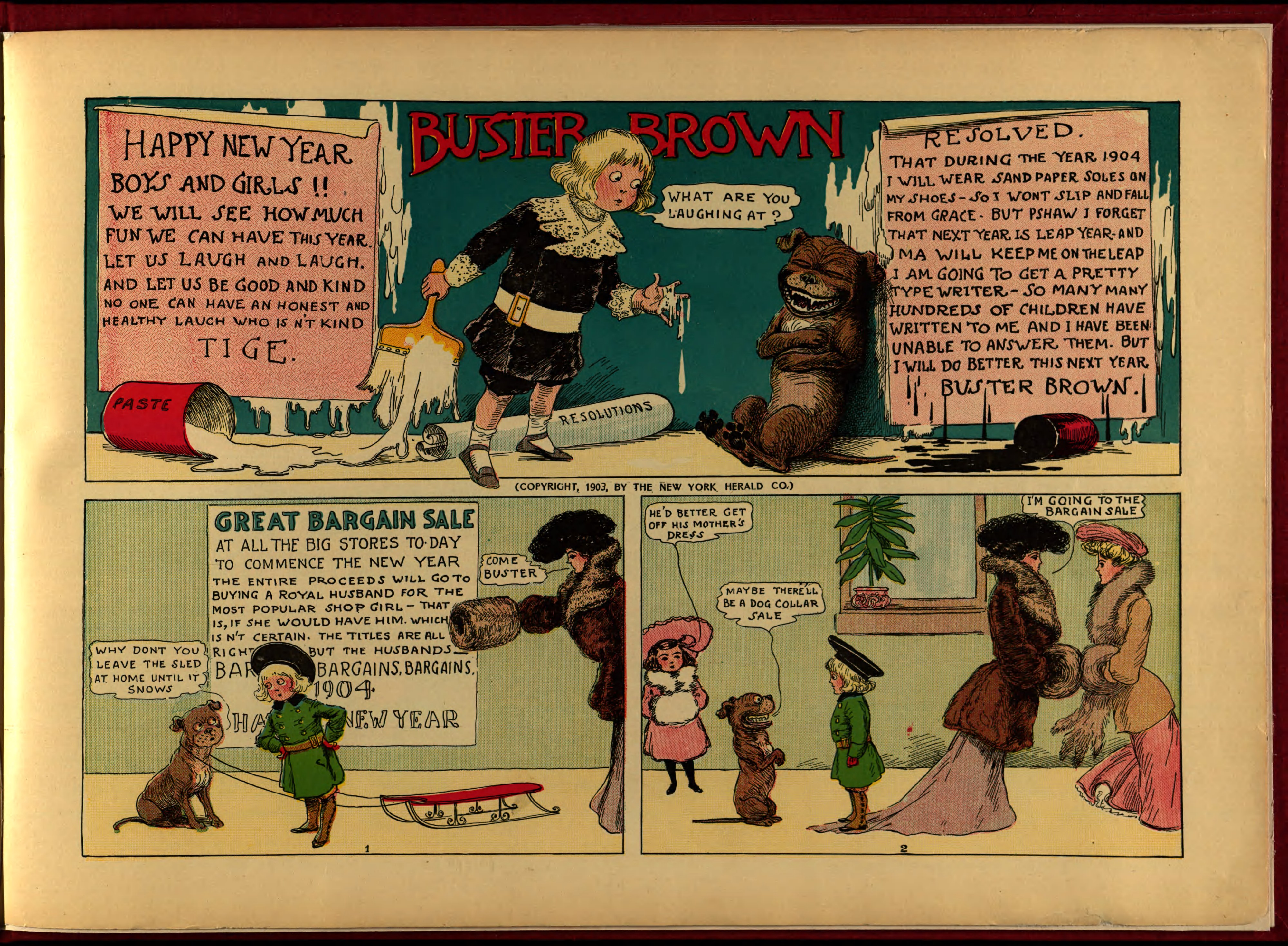 Buster Brown, His Dog Tige and Their Troubles (Frederick A. Stokes, 1904), page 31. R. F. Outcault. Public domain.
