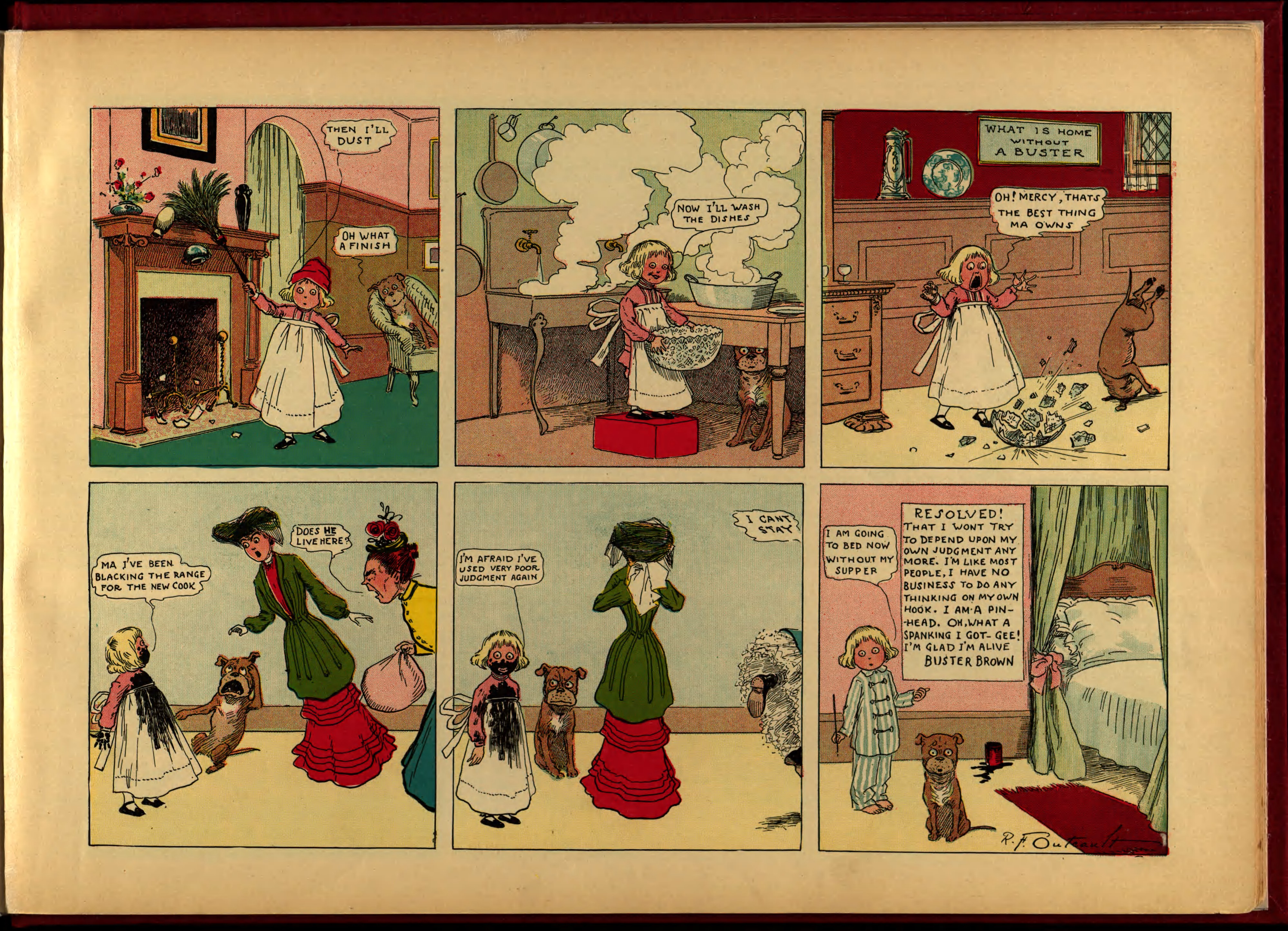 Buster Brown, His Dog Tige and Their Troubles (Frederick A. Stokes, 1904), page 10. R. F. Outcault. Public domain.