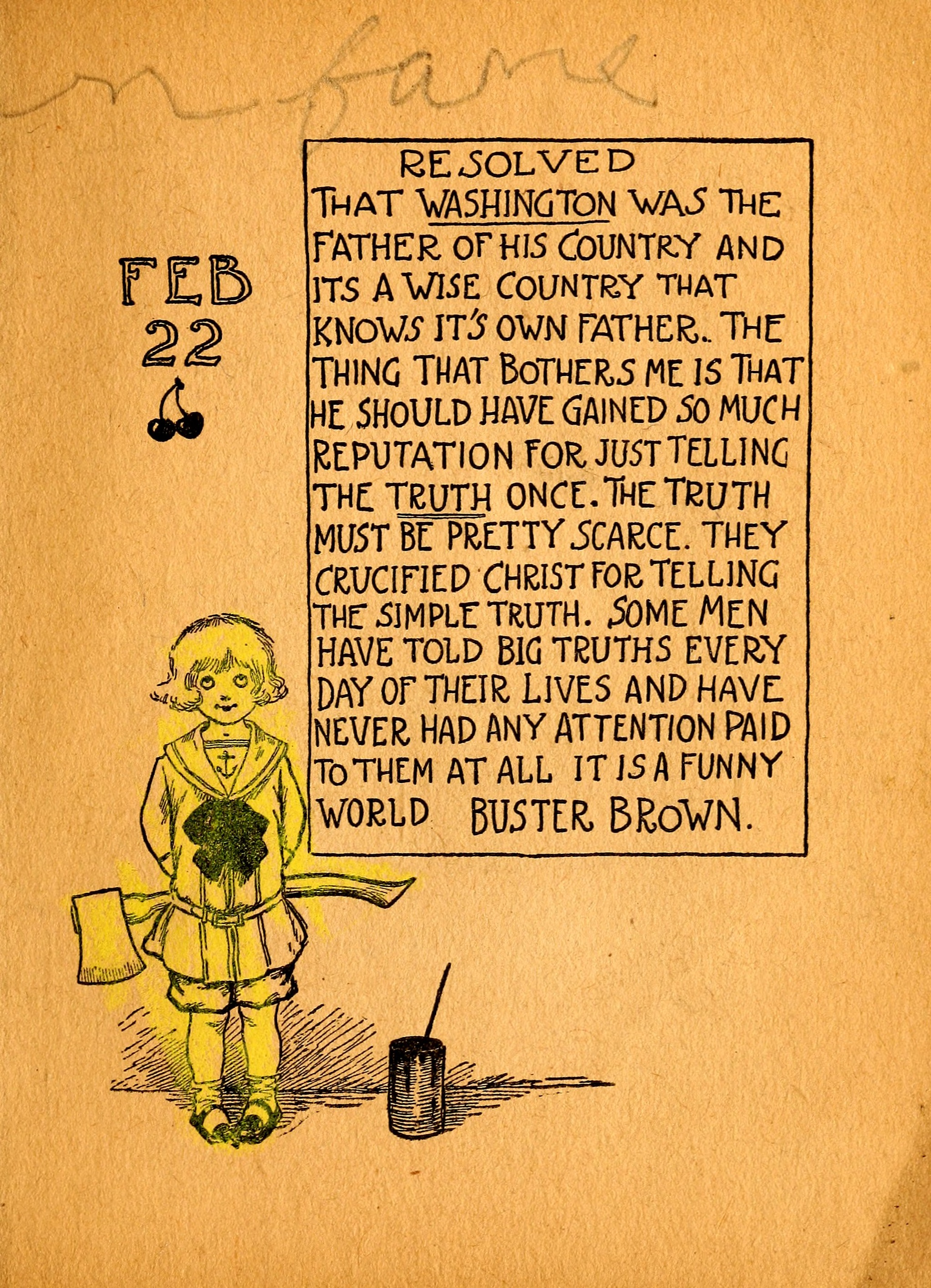 My Resolutions, Buster Brown (R. F. Outcault, Chicago, 1910), page 12. Public domain.