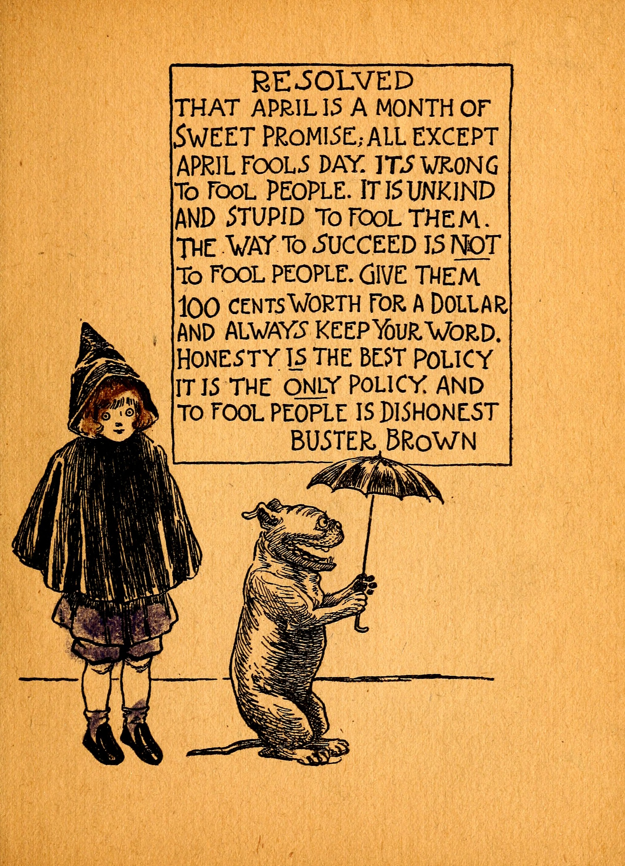 My Resolutions, Buster Brown (R. F. Outcault, Chicago, 1910), page 15. Public domain.