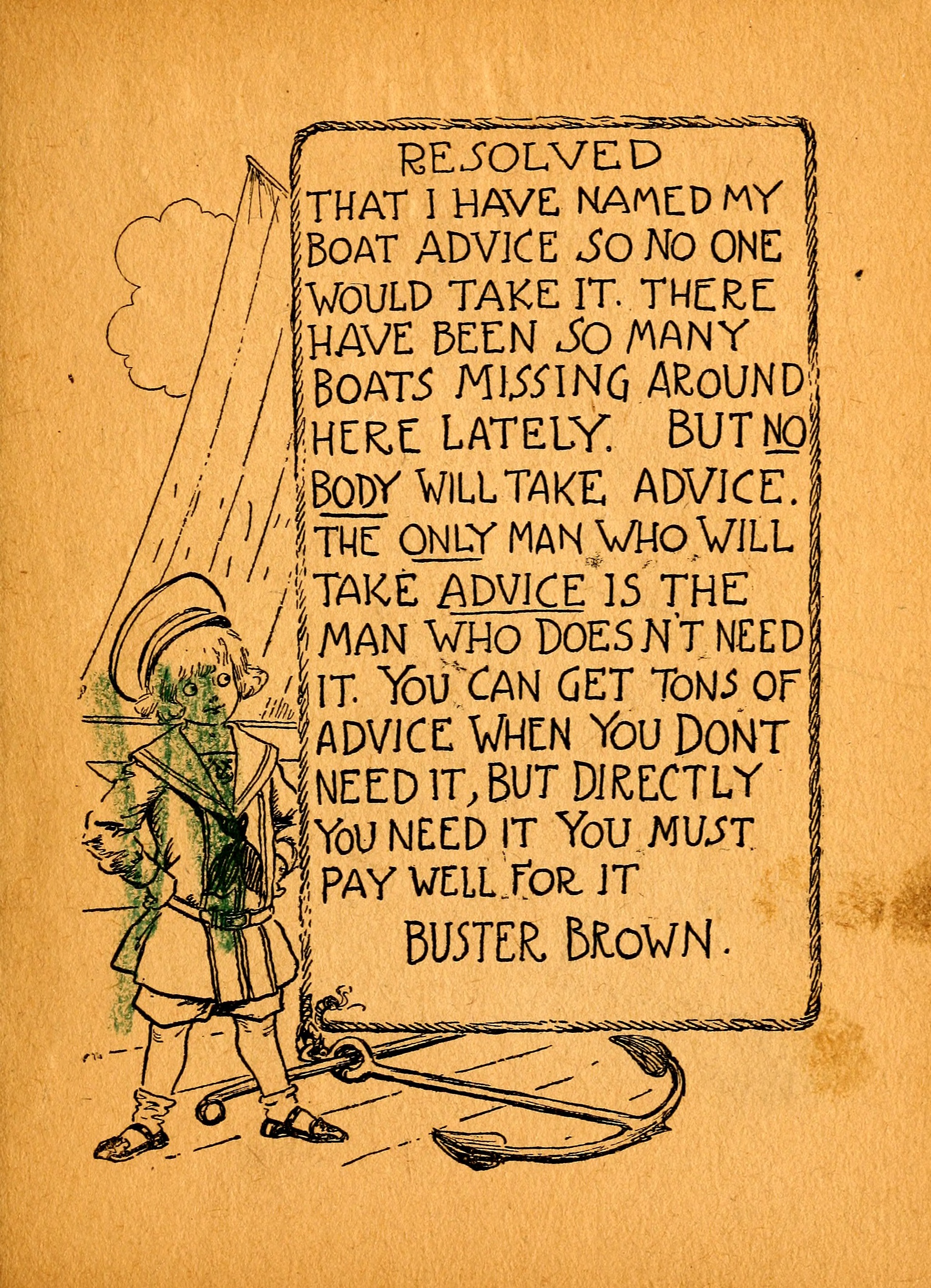 My Resolutions, Buster Brown (R. F. Outcault, Chicago, 1910), page 23. Public domain.