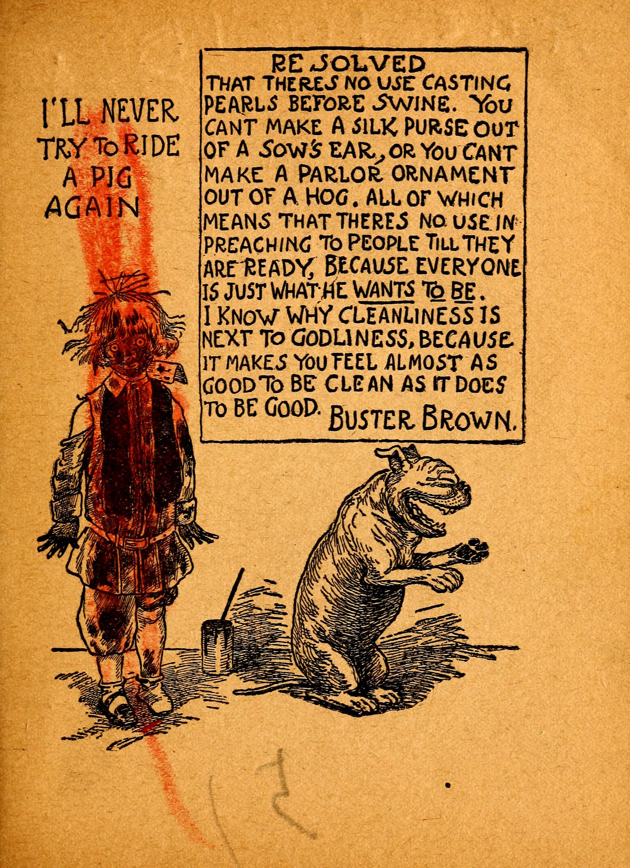 My Resolutions, Buster Brown (R. F. Outcault, Chicago, 1910), page 32. Public domain.