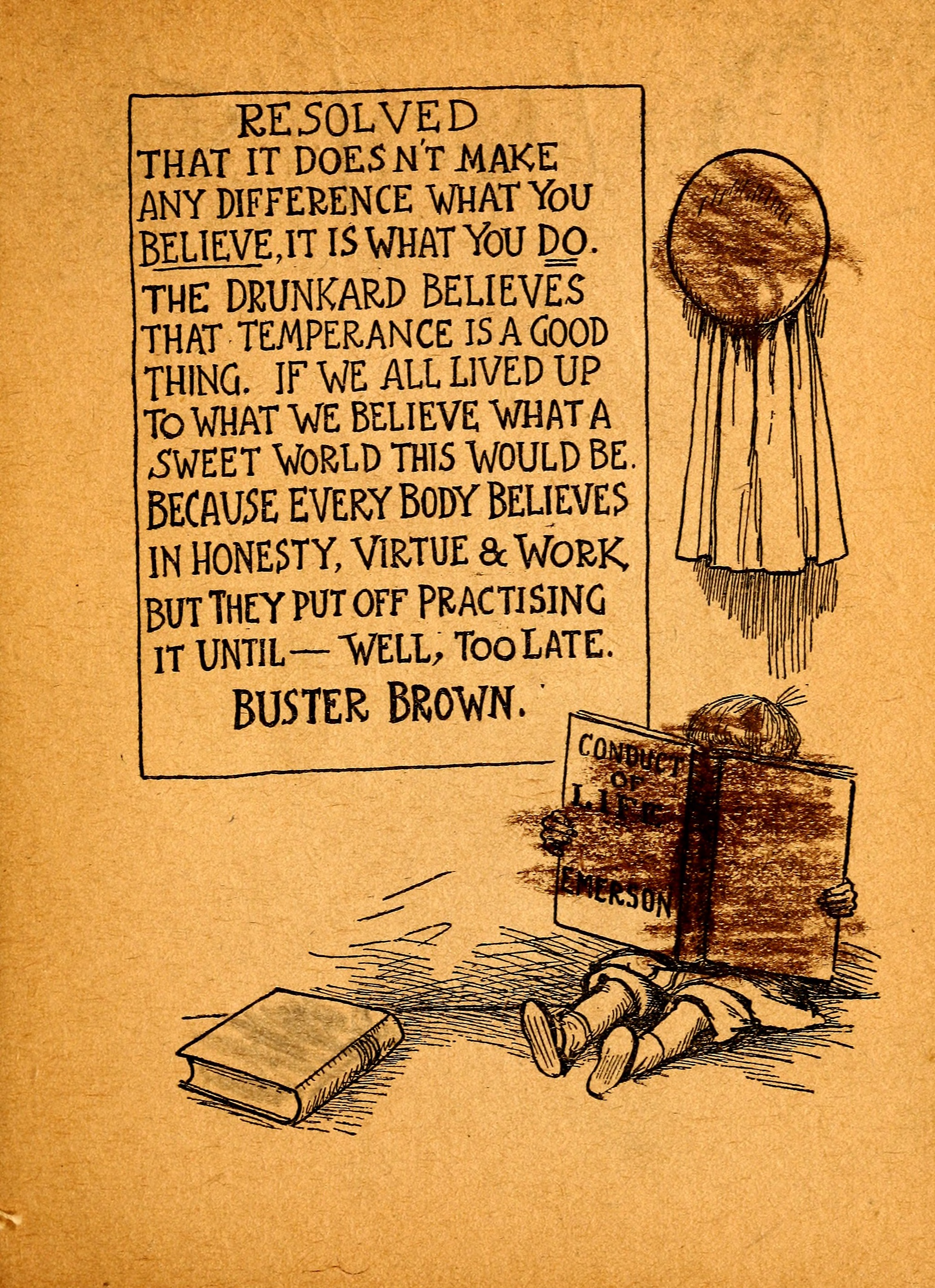 My Resolutions, Buster Brown (R. F. Outcault, Chicago, 1910), page 40. Public domain.
