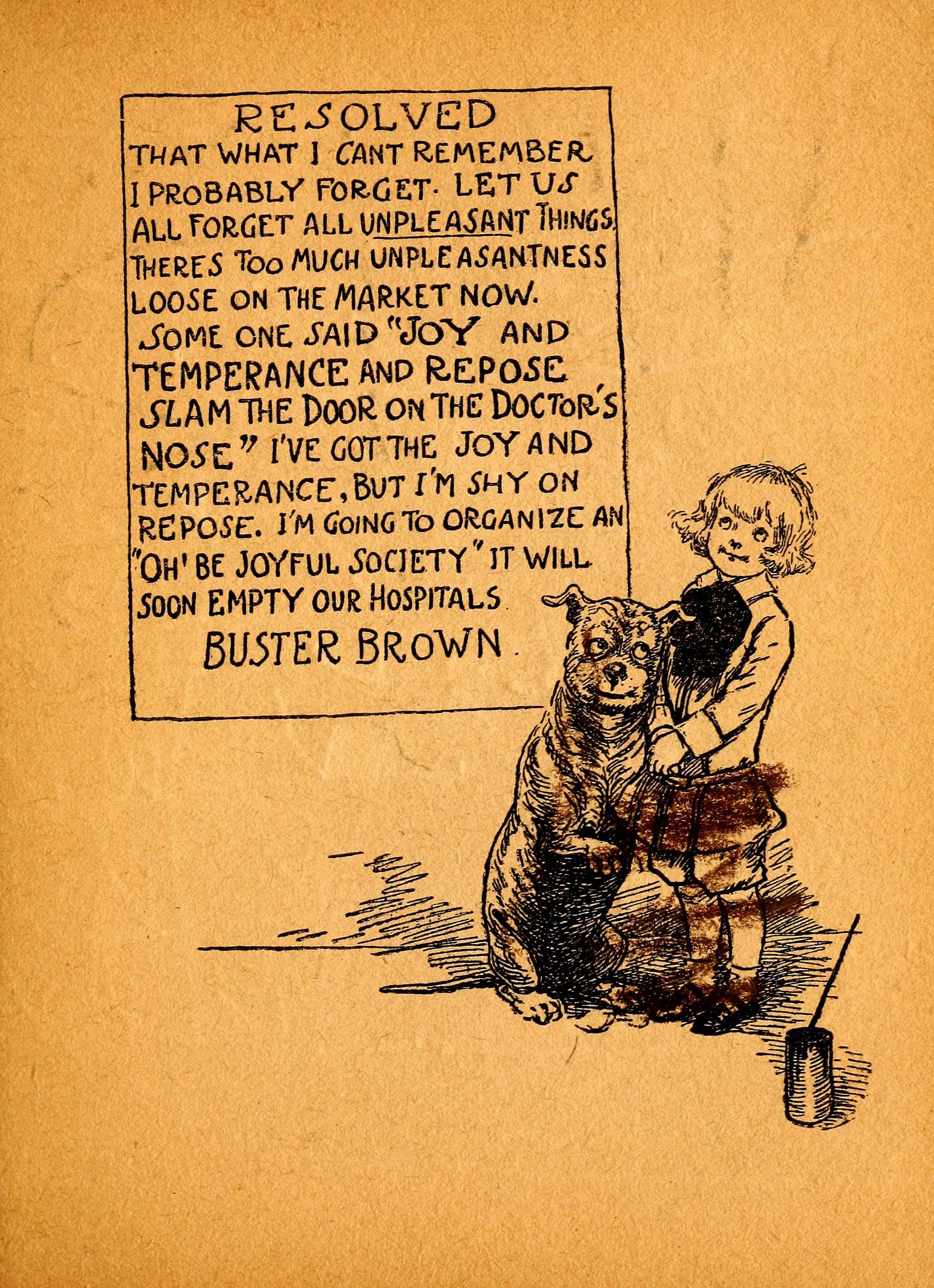 My Resolutions, Buster Brown (R. F. Outcault, Chicago, 1910), page 41. Public domain.