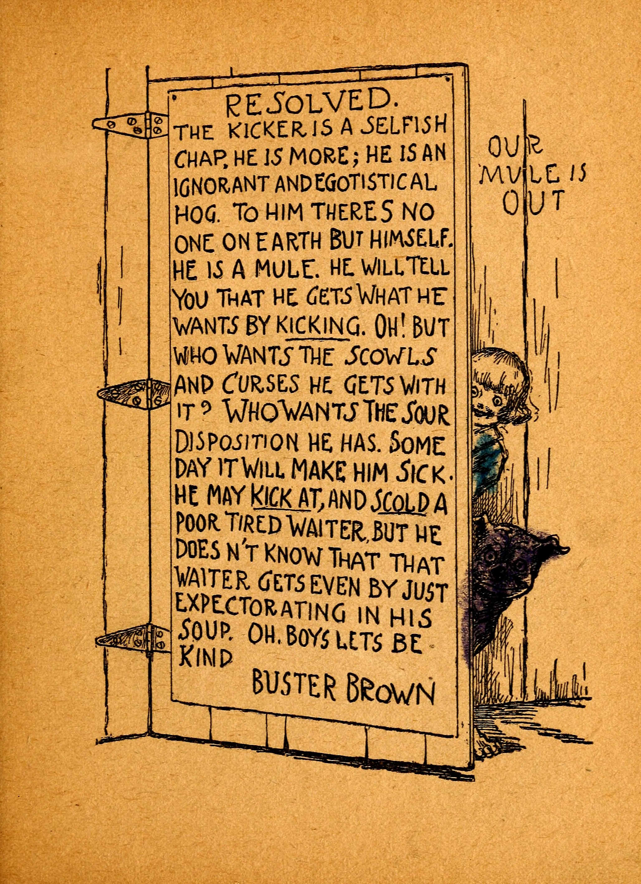 My Resolutions, Buster Brown (R. F. Outcault, Chicago, 1910), page 42. Public domain.