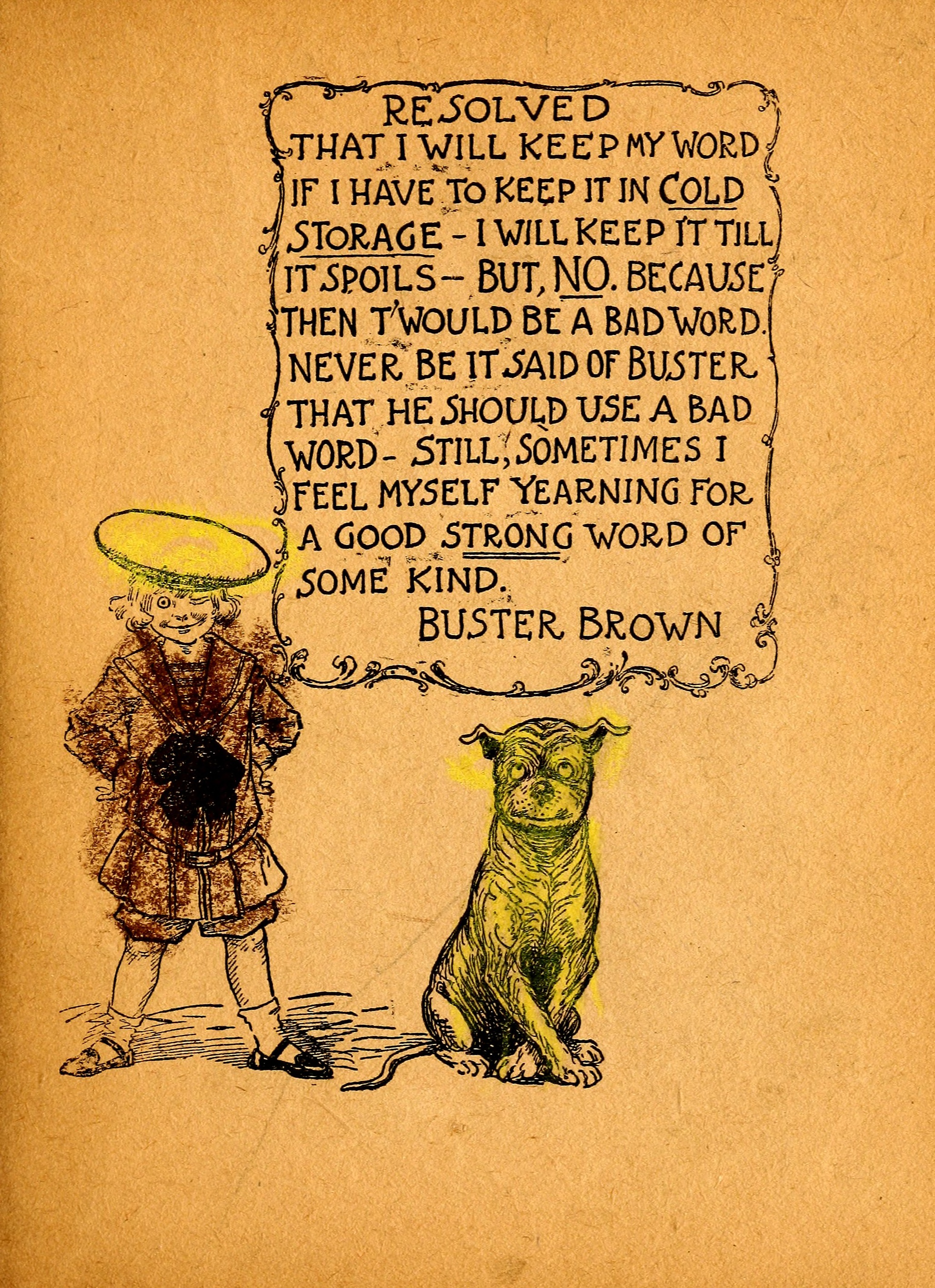 My Resolutions, Buster Brown (R. F. Outcault, Chicago, 1910), page 43. Public domain.