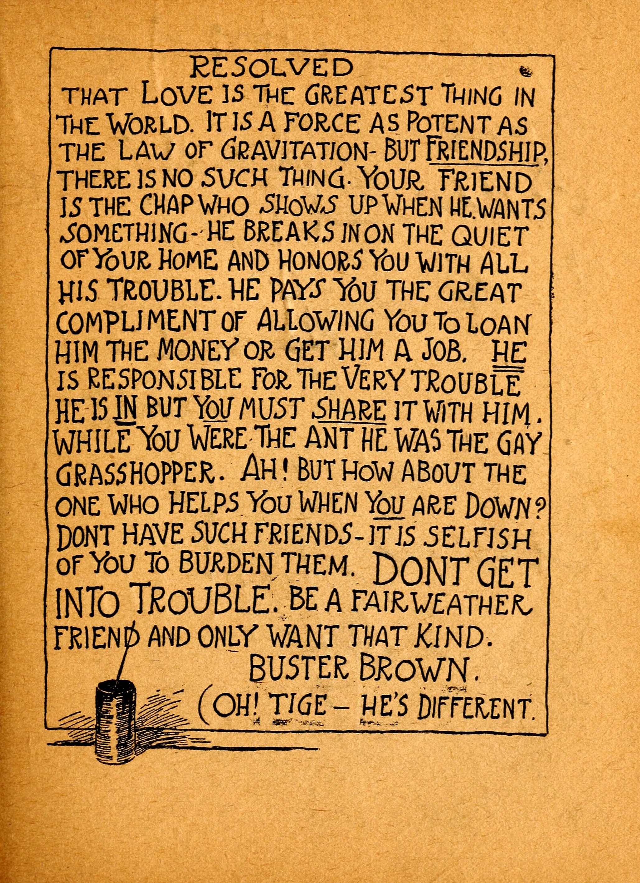 My Resolutions, Buster Brown (R. F. Outcault, Chicago, 1910), page 44. Public domain.