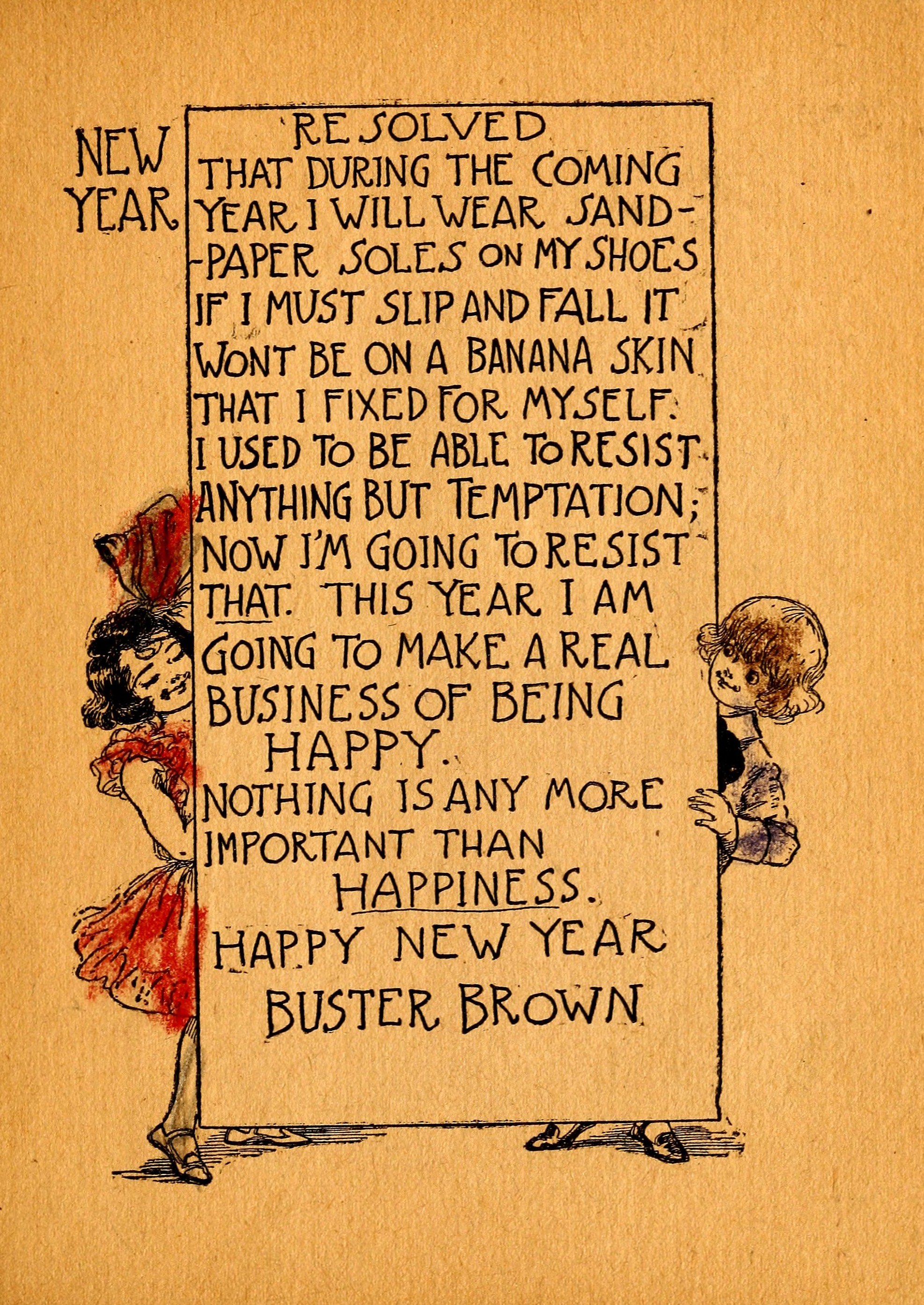 My Resolutions, Buster Brown (R. F. Outcault, Chicago, 1910), page 6. Public domain.