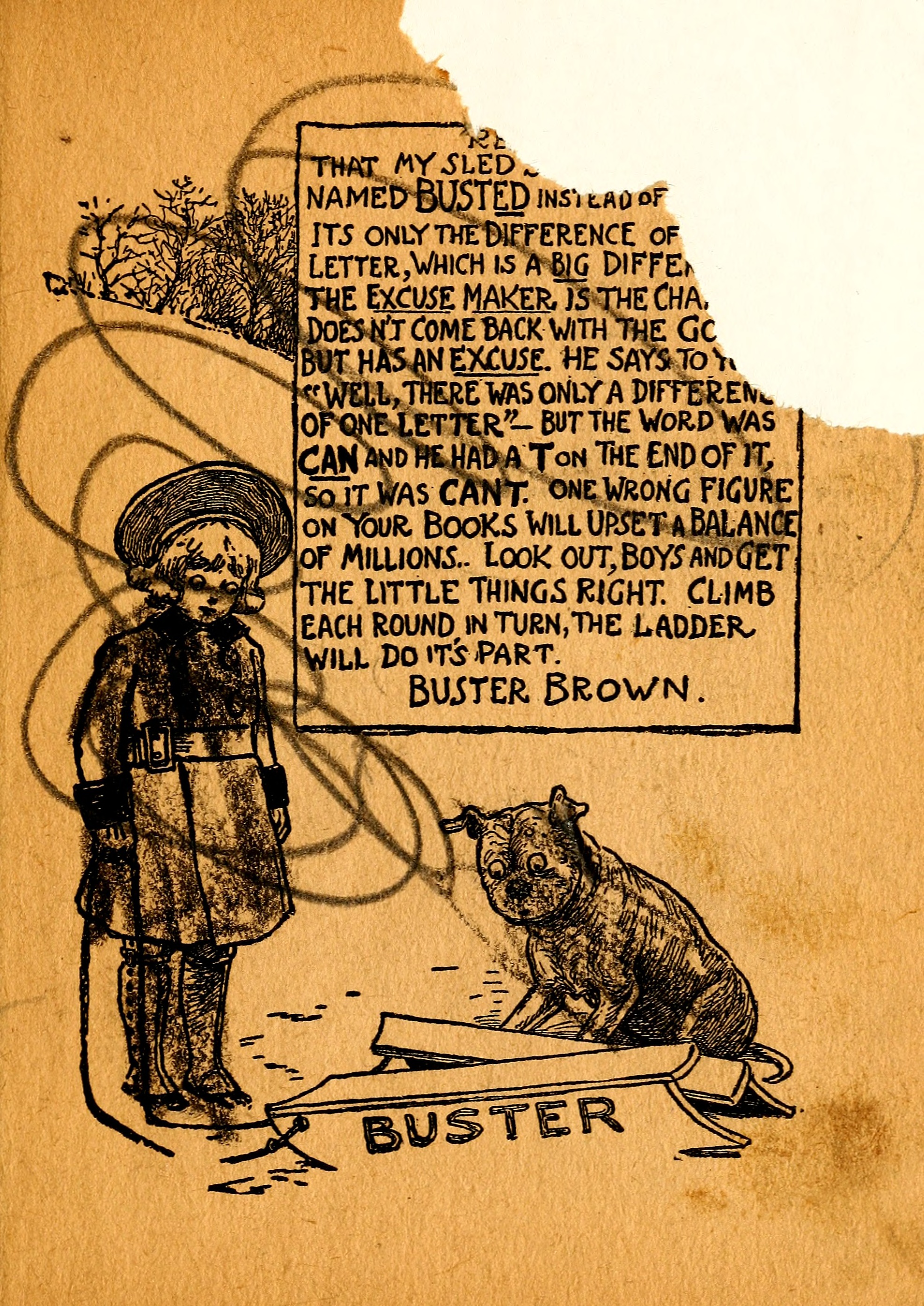 My Resolutions, Buster Brown (R. F. Outcault, Chicago, 1910), page 7. Public domain.