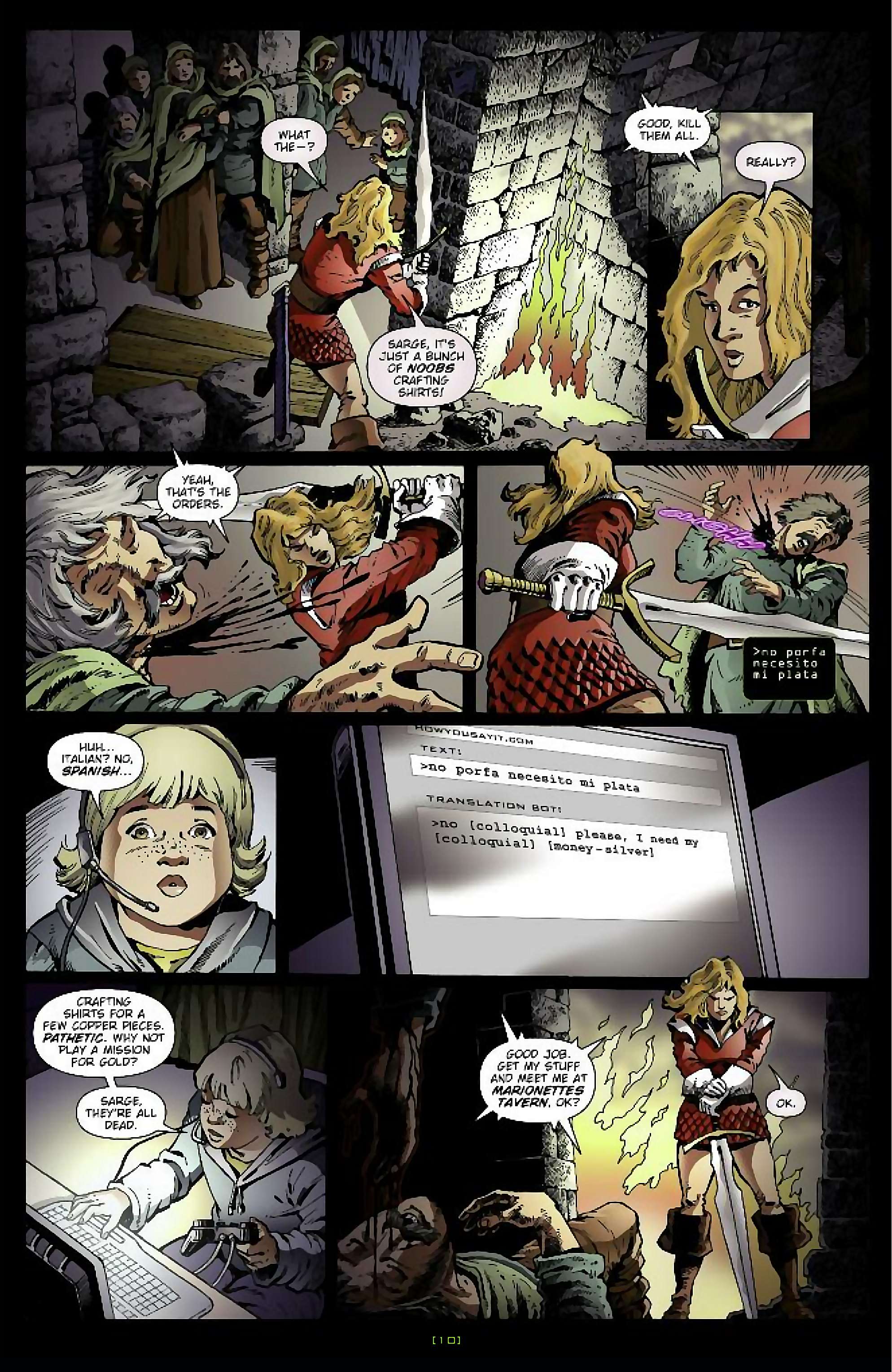 Cory Doctorow's Futuristic Tales of the Here and Now — Anda's Game, page 11. Story by Cory Doctorow. Adapted by Dara Naraghi, art by Esteve Polls, colors by Robert Studio, letters by Neil Uyetake, edited by Ted Adams. IDW Publishing. CC BY-NC-SA 3.0 US.