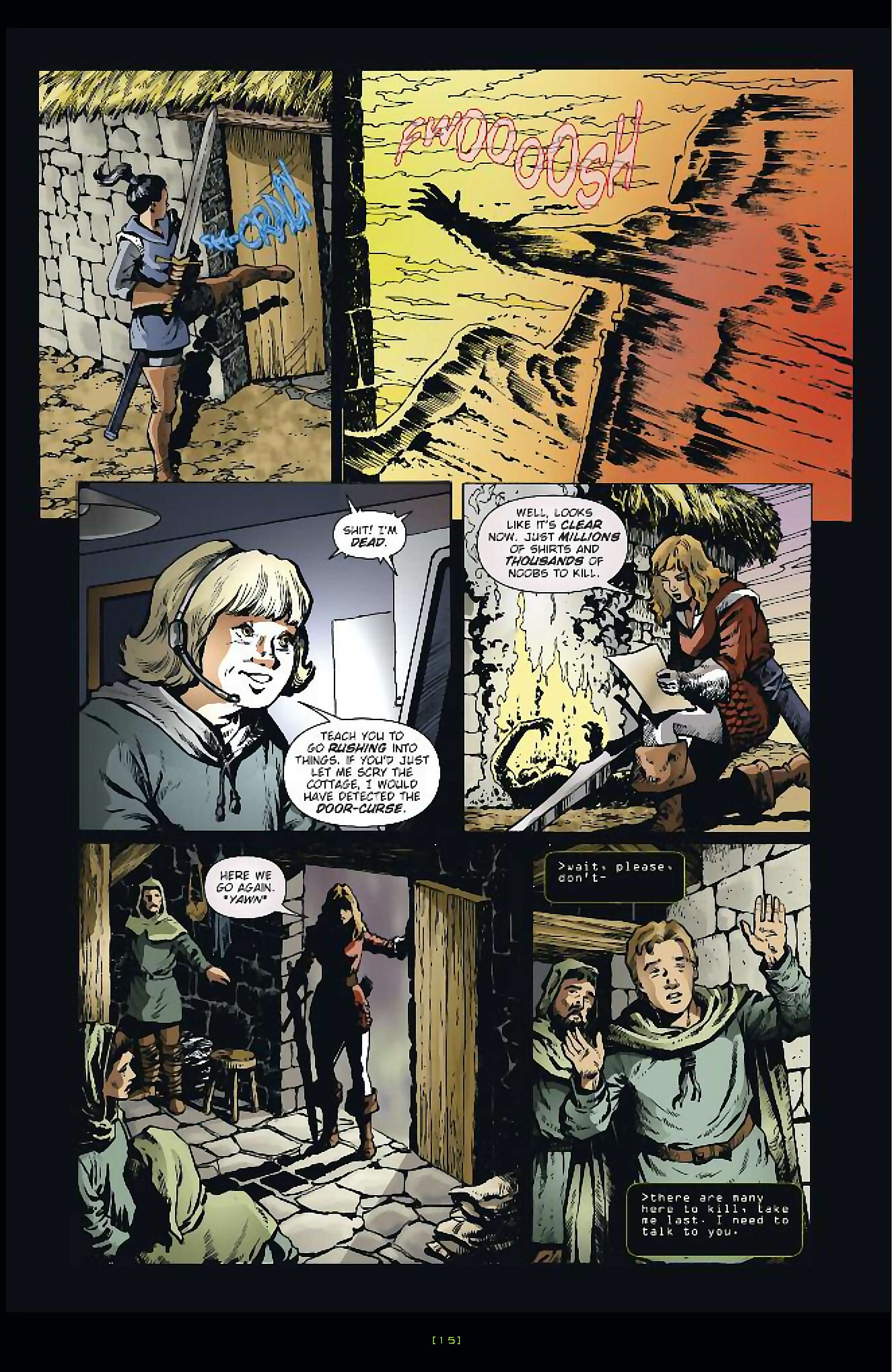Cory Doctorow's Futuristic Tales of the Here and Now — Anda's Game, page 16. Story by Cory Doctorow. Adapted by Dara Naraghi, art by Esteve Polls, colors by Robert Studio, letters by Neil Uyetake, edited by Ted Adams. IDW Publishing. CC BY-NC-SA 3.0 US.