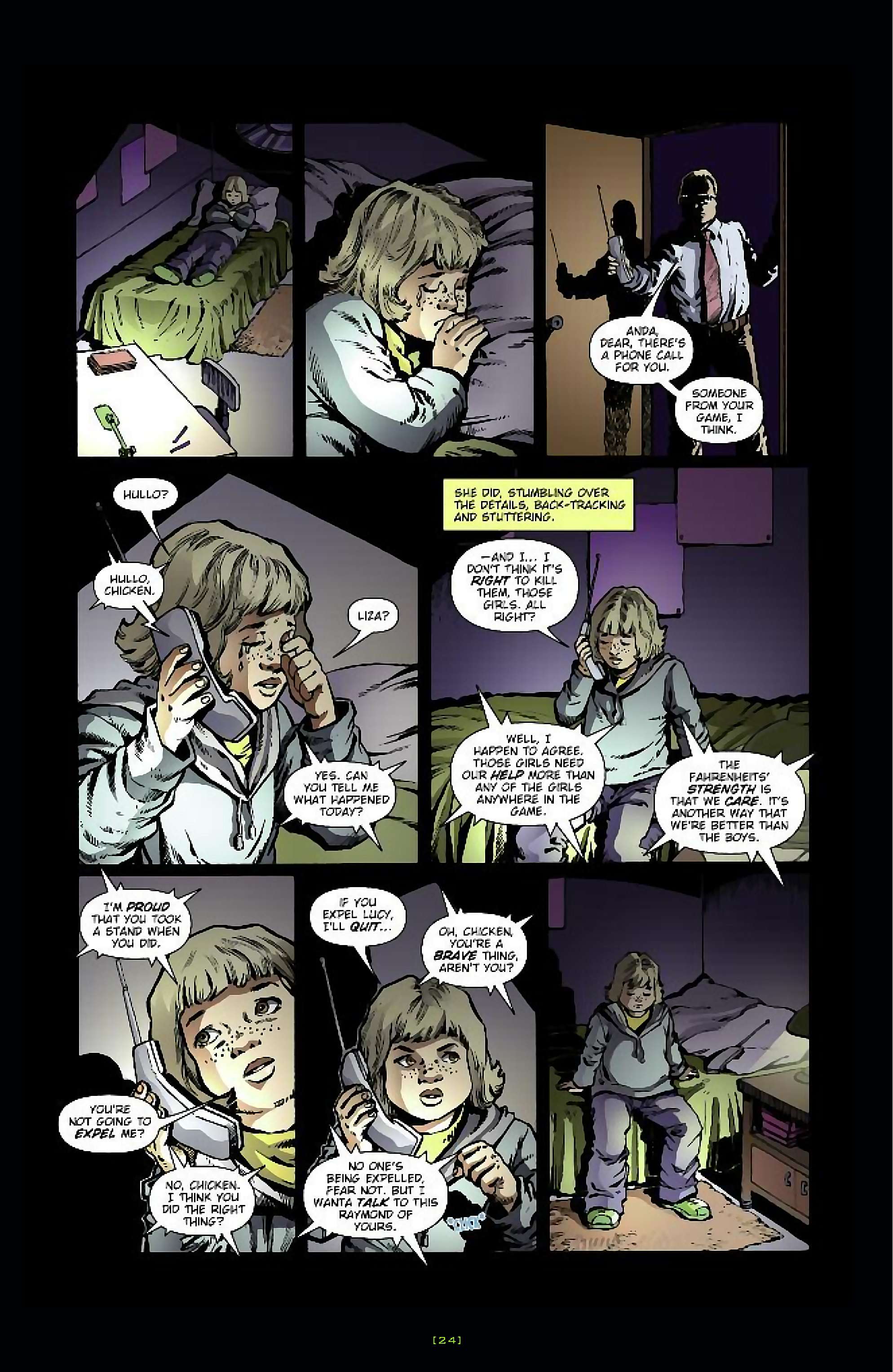 Cory Doctorow's Futuristic Tales of the Here and Now — Anda's Game, page 25. Story by Cory Doctorow. Adapted by Dara Naraghi, art by Esteve Polls, colors by Robert Studio, letters by Neil Uyetake, edited by Ted Adams. IDW Publishing. CC BY-NC-SA 3.0 US.