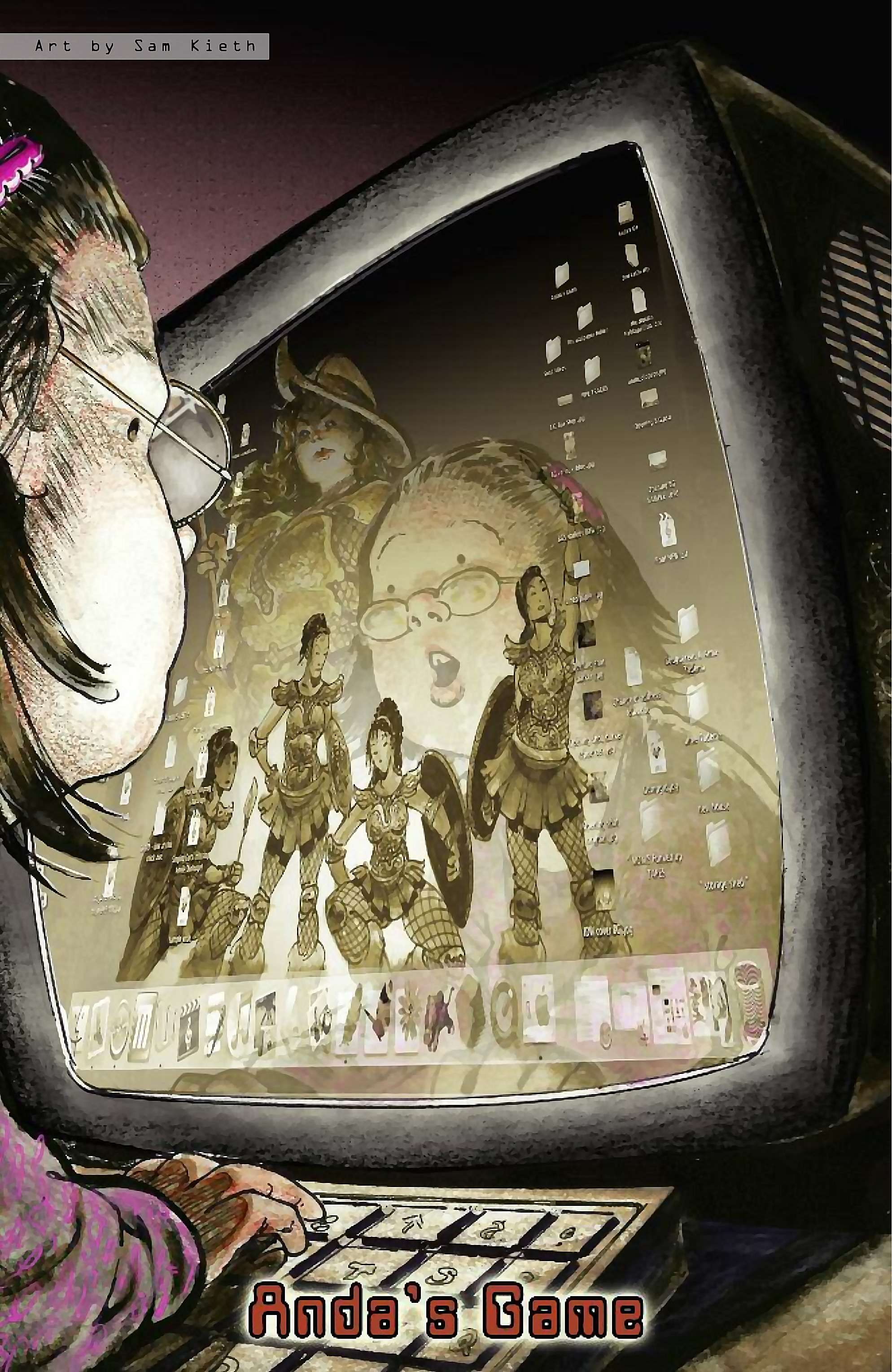 Cory Doctorow's Futuristic Tales of the Here and Now — Anda's Game, page 5. Story by Cory Doctorow. Adapted by Dara Naraghi, art by Esteve Polls, colors by Robert Studio, letters by Neil Uyetake, edited by Ted Adams. IDW Publishing. CC BY-NC-SA 3.0 US.