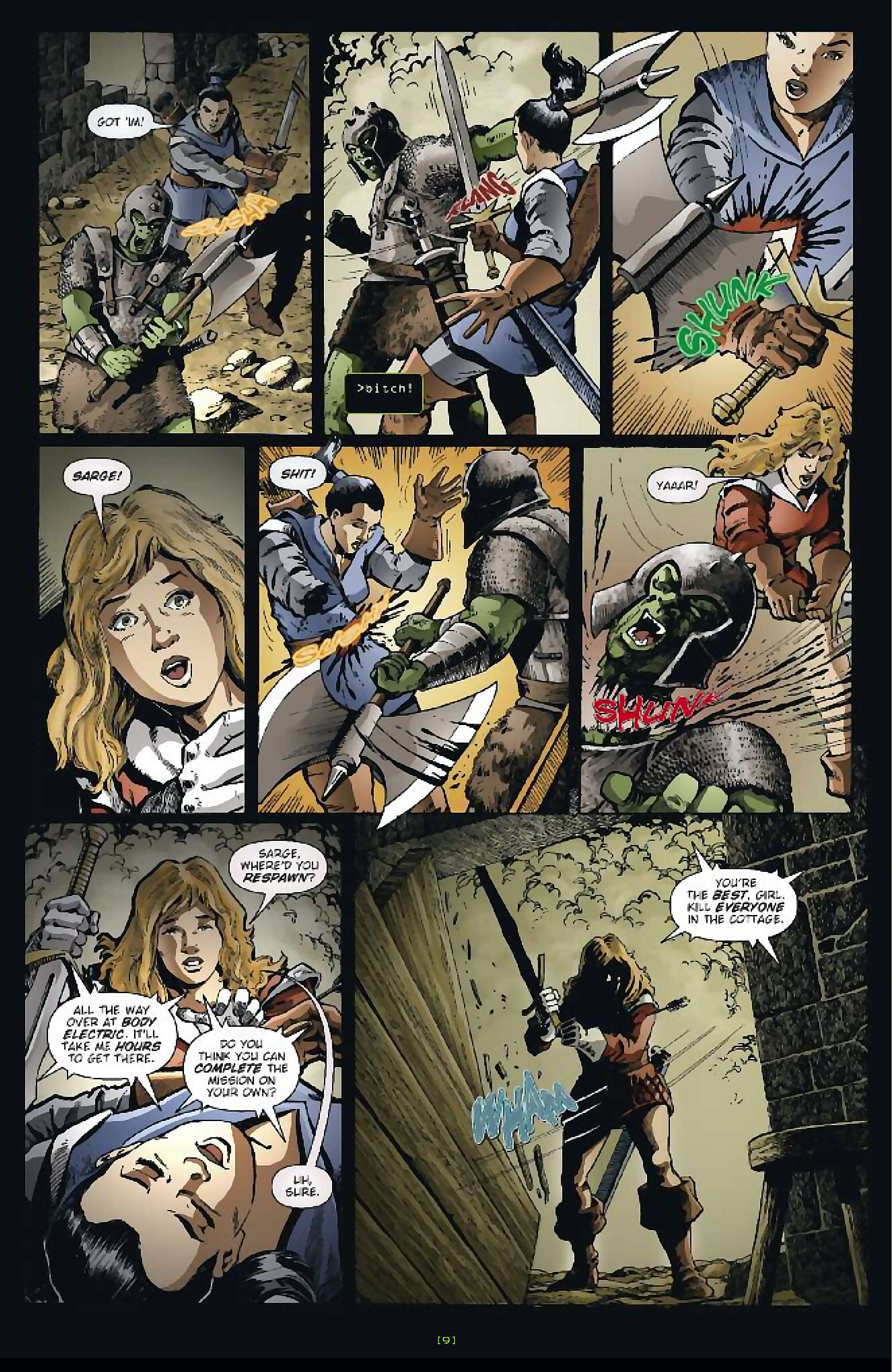 Cory Doctorow's Futuristic Tales of the Here and Now — Anda's Game, page 10. Story by Cory Doctorow. Adapted by Dara Naraghi, art by Esteve Polls, colors by Robert Studio, letters by Neil Uyetake, edited by Ted Adams. IDW Publishing. CC BY-NC-SA 3.0 US.