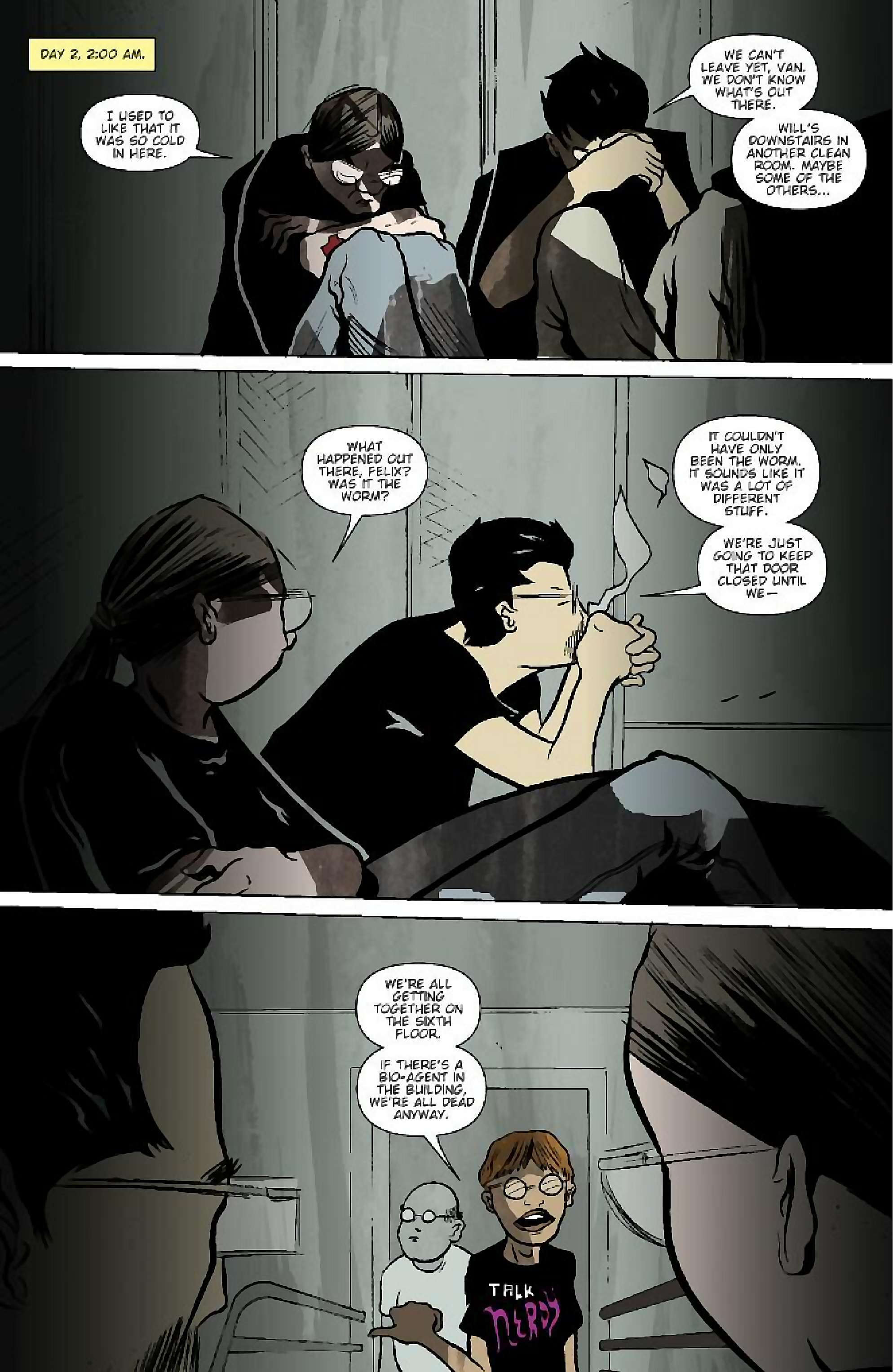 Cory Doctorow's Futuristic Tales of the Here and Now — When Sysadmins Ruled the Earth, page 13. Story by Cory Doctorow. Adapted by J.C. Vaughn, art by Daniel Warner, letters by Robbie Robbins, edited by Tom Waltz. IDW Publishing. CC BY-NC-SA 3.0 US.