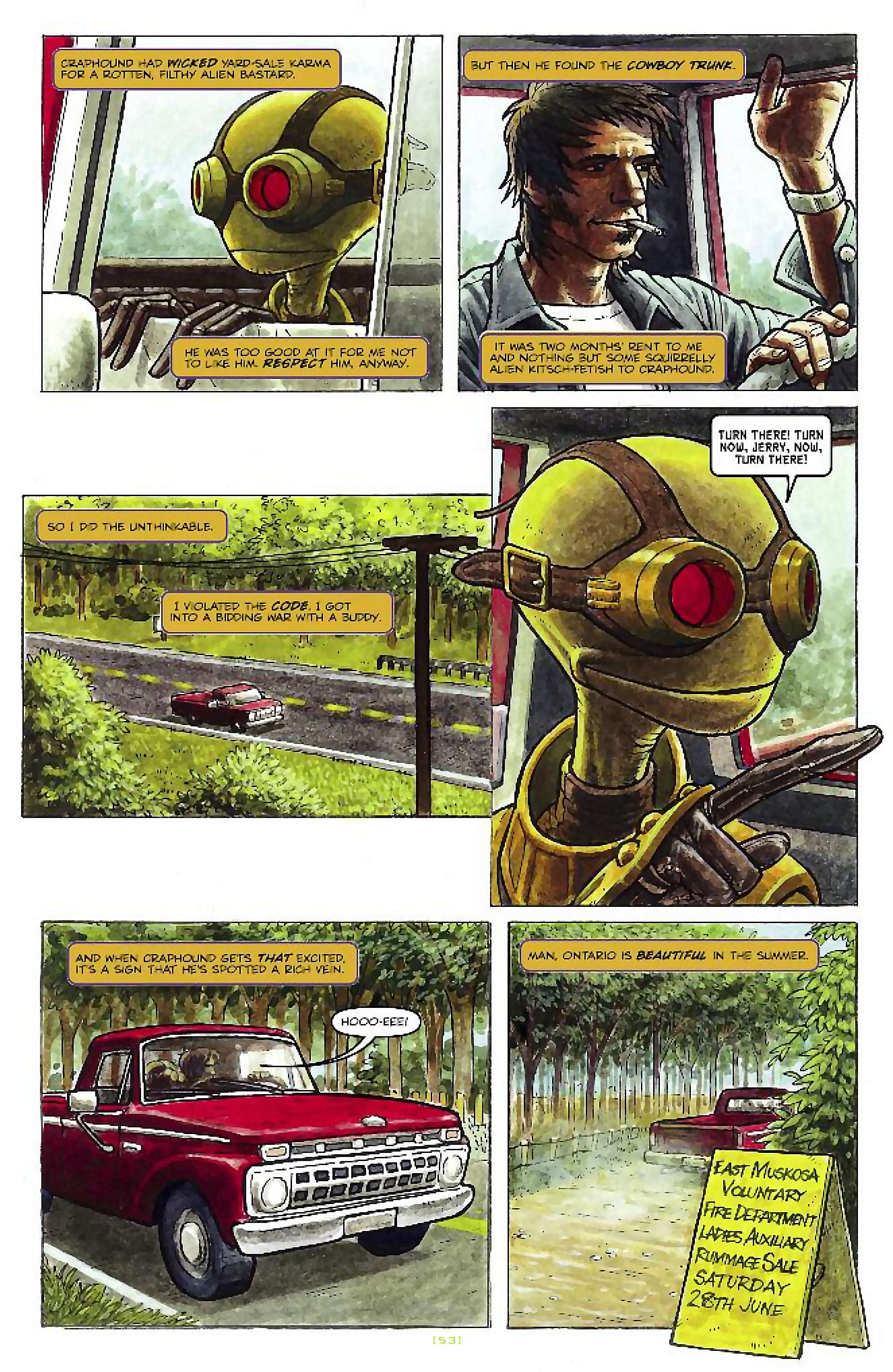 Cory Doctorow's Futuristic Tales of the Here and Now — Craphound, page 2. Story by Cory Doctorow. Adapted by Dara Naraghi, art by Paul McCaffrey, letters by Robbie Robbins, edited by Tom Waltz. IDW Publishing. CC BY-NC-SA 3.0 US.