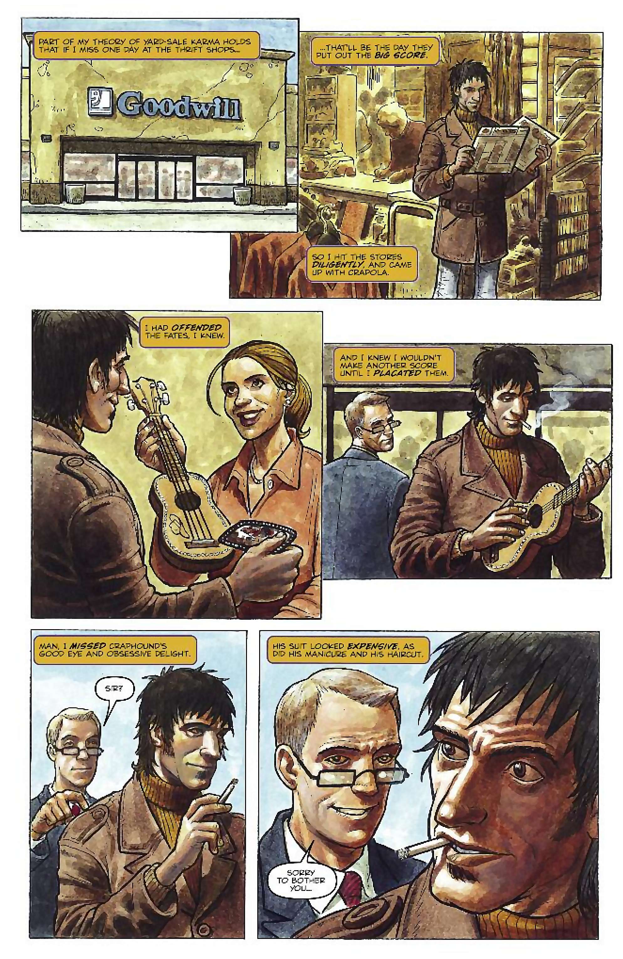 Cory Doctorow's Futuristic Tales of the Here and Now — Craphound, page 11. Story by Cory Doctorow. Adapted by Dara Naraghi, art by Paul McCaffrey, letters by Robbie Robbins, edited by Tom Waltz. IDW Publishing. CC BY-NC-SA 3.0 US.