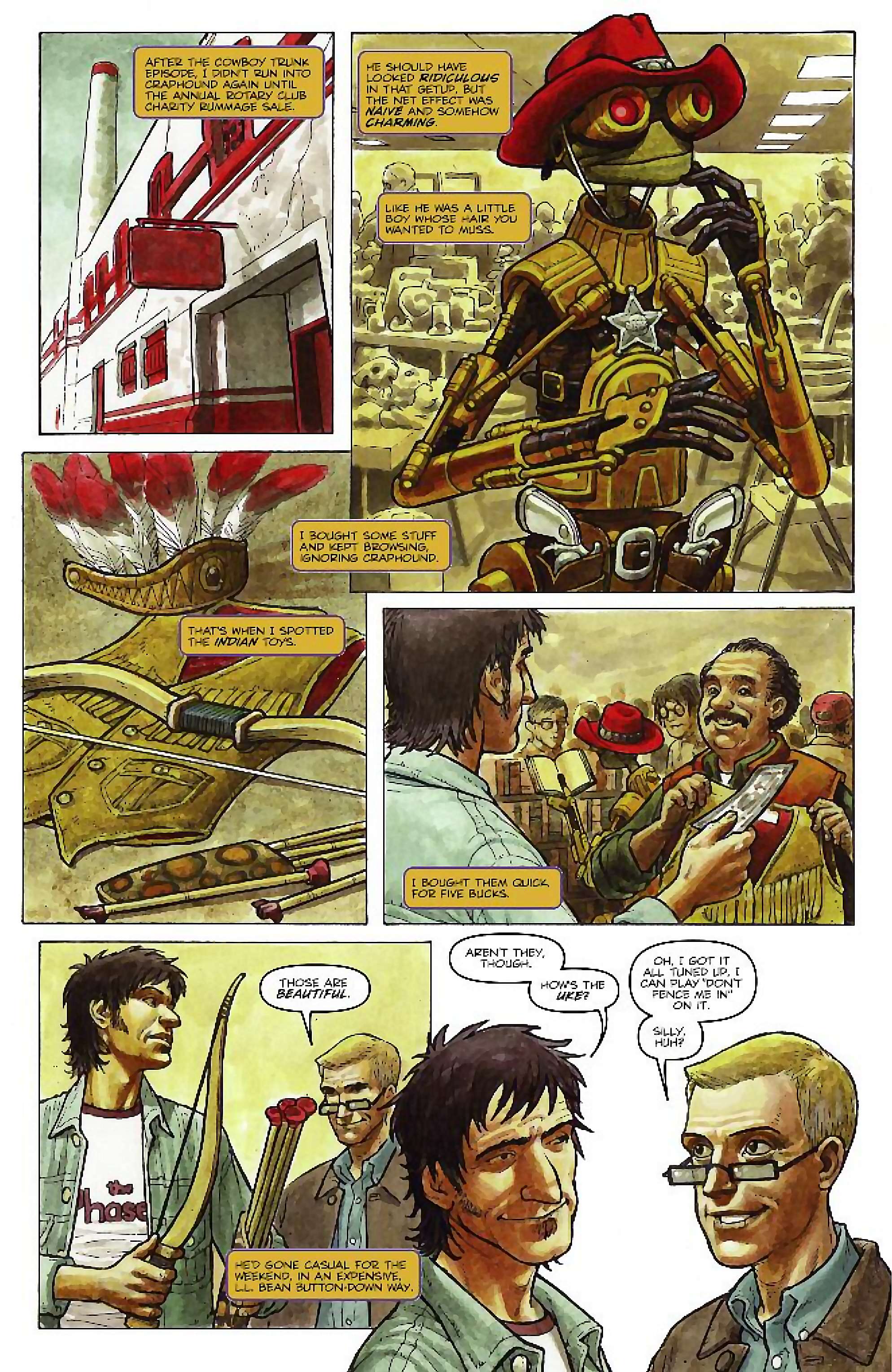 Cory Doctorow's Futuristic Tales of the Here and Now — Craphound, page 14. Story by Cory Doctorow. Adapted by Dara Naraghi, art by Paul McCaffrey, letters by Robbie Robbins, edited by Tom Waltz. IDW Publishing. CC BY-NC-SA 3.0 US.