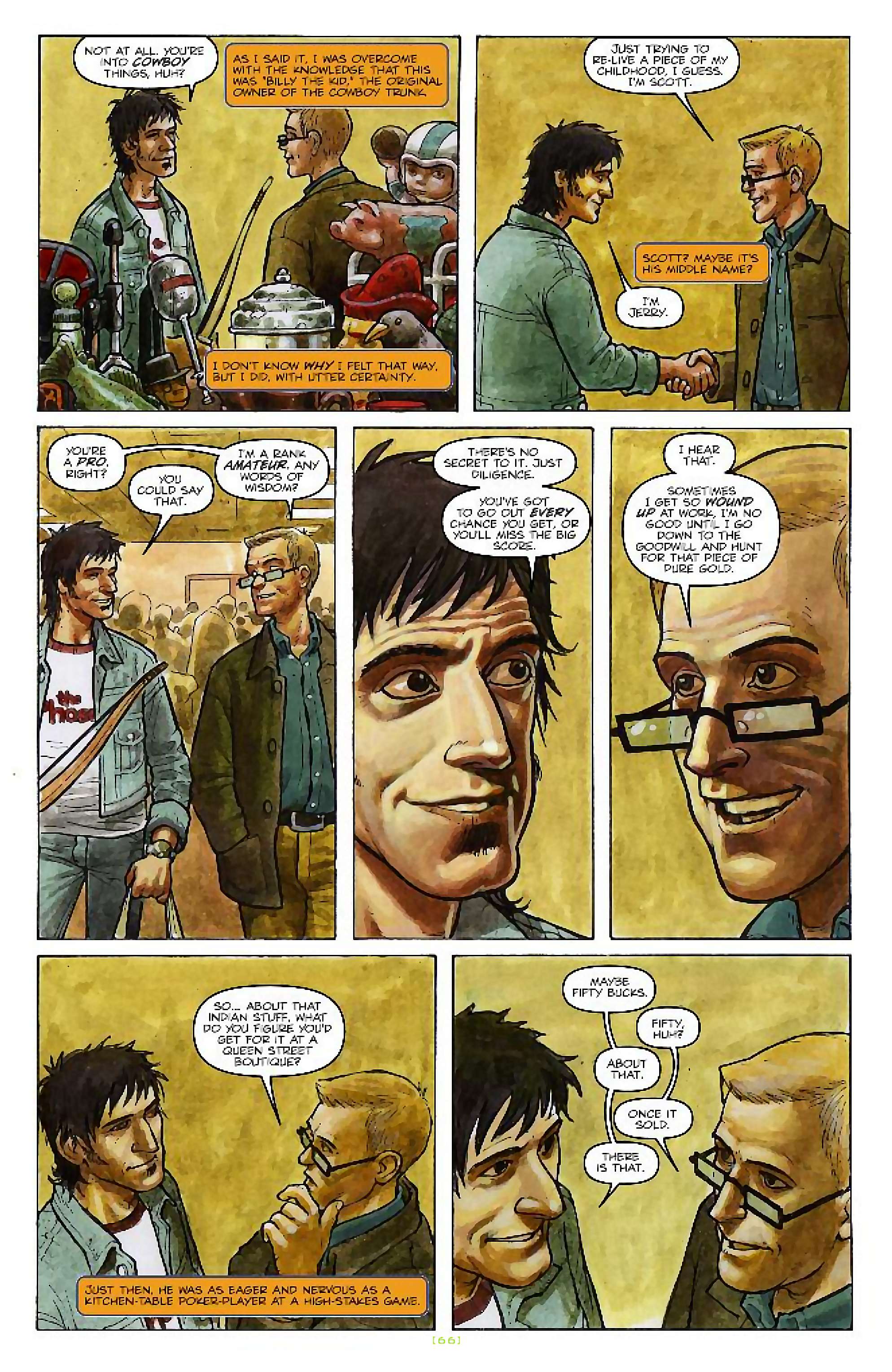 Cory Doctorow's Futuristic Tales of the Here and Now — Craphound, page 15. Story by Cory Doctorow. Adapted by Dara Naraghi, art by Paul McCaffrey, letters by Robbie Robbins, edited by Tom Waltz. IDW Publishing. CC BY-NC-SA 3.0 US.