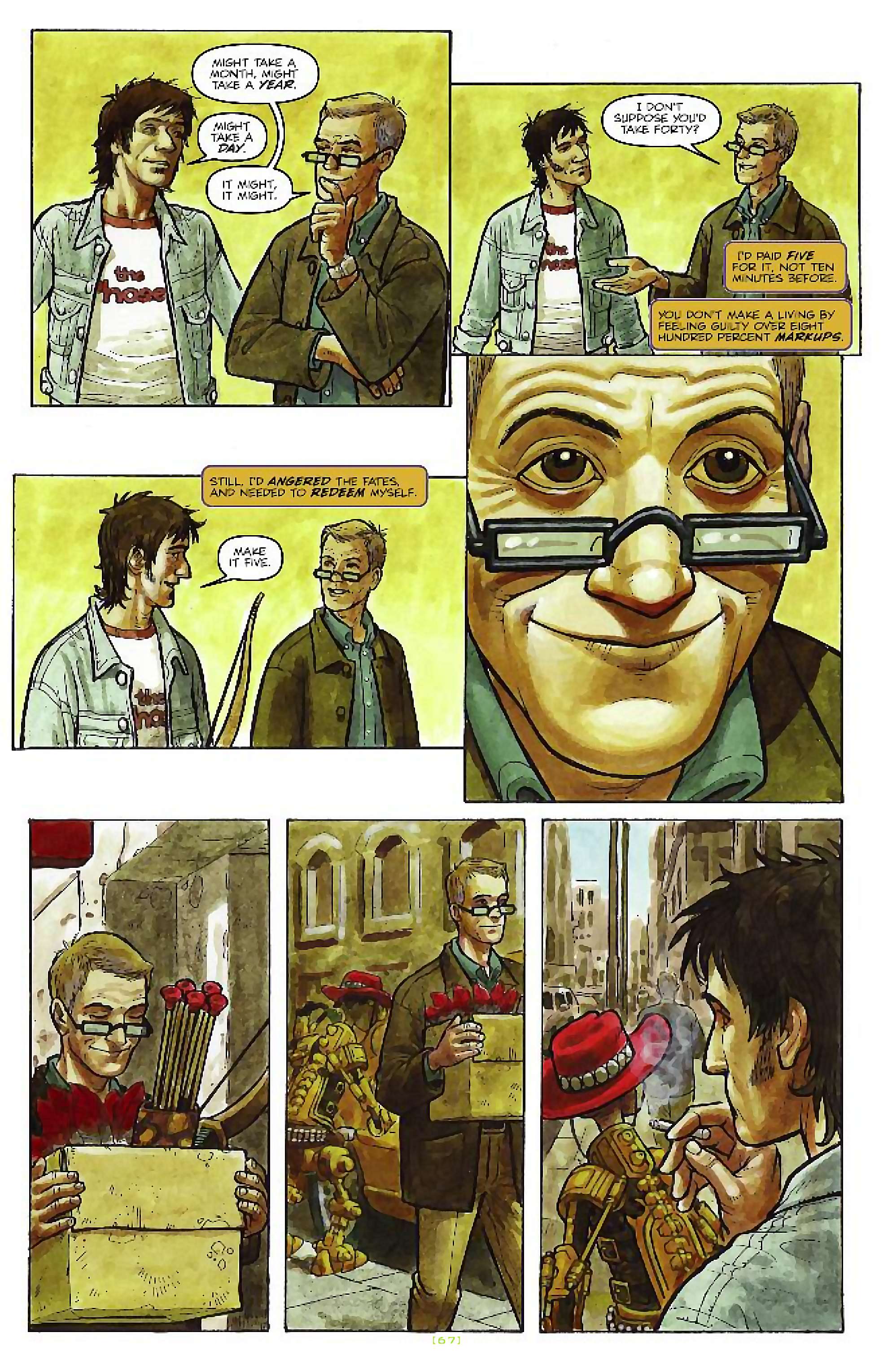 Cory Doctorow's Futuristic Tales of the Here and Now — Craphound, page 16. Story by Cory Doctorow. Adapted by Dara Naraghi, art by Paul McCaffrey, letters by Robbie Robbins, edited by Tom Waltz. IDW Publishing. CC BY-NC-SA 3.0 US.