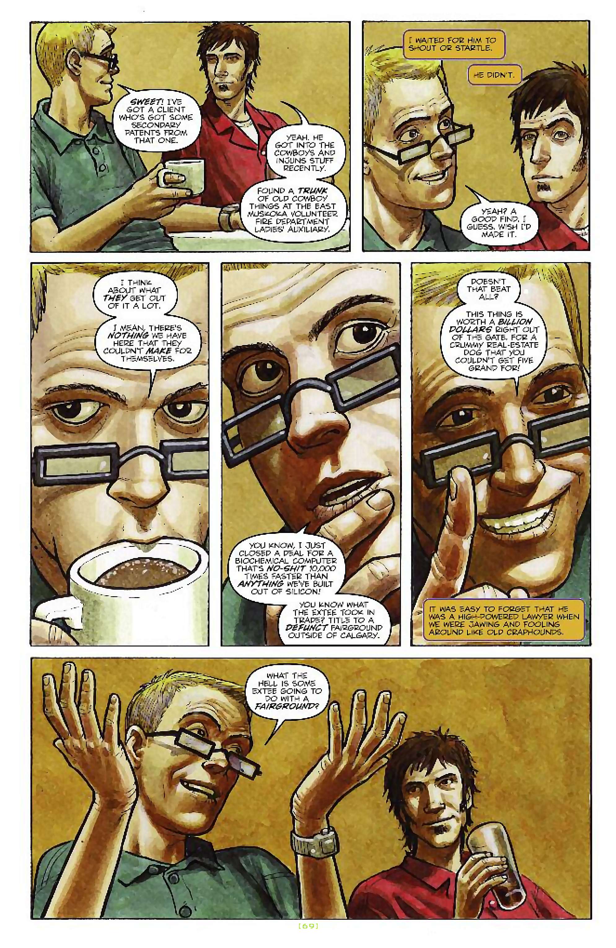 Cory Doctorow's Futuristic Tales of the Here and Now — Craphound, page 18. Story by Cory Doctorow. Adapted by Dara Naraghi, art by Paul McCaffrey, letters by Robbie Robbins, edited by Tom Waltz. IDW Publishing. CC BY-NC-SA 3.0 US.