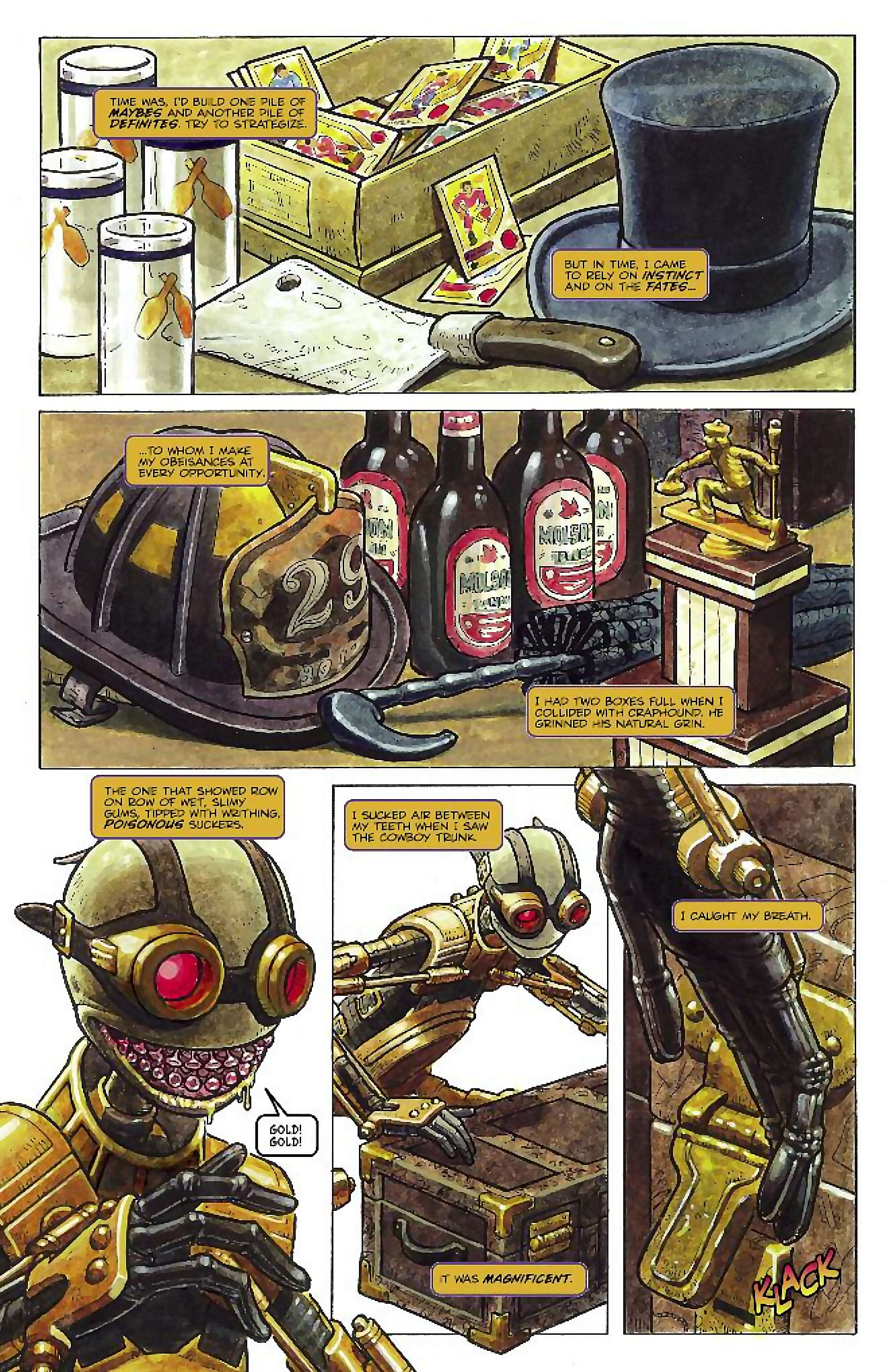Cory Doctorow's Futuristic Tales of the Here and Now — Craphound, page 4. Story by Cory Doctorow. Adapted by Dara Naraghi, art by Paul McCaffrey, letters by Robbie Robbins, edited by Tom Waltz. IDW Publishing. CC BY-NC-SA 3.0 US.