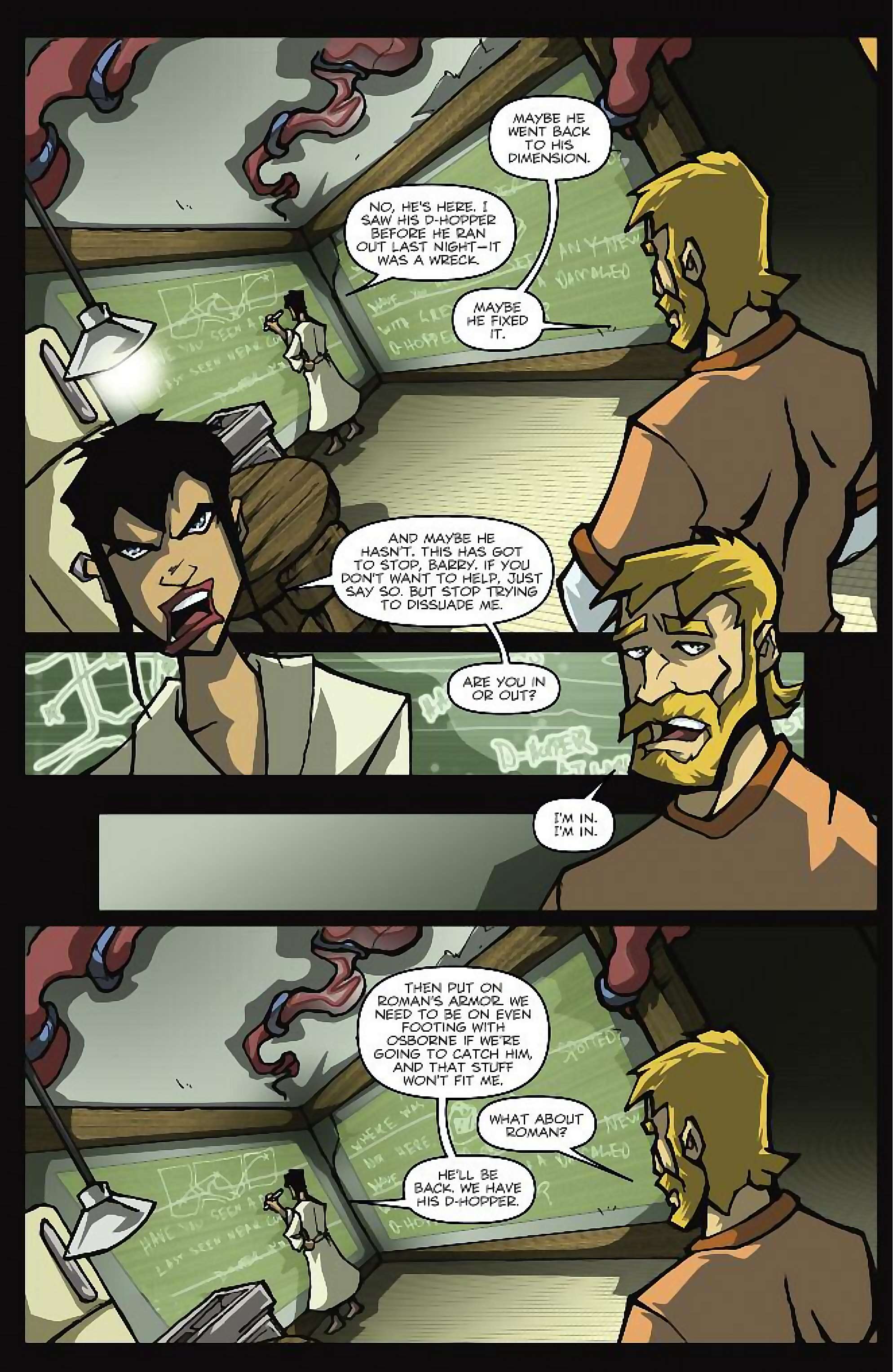 Cory Doctorow's Futuristic Tales of the Here and Now — Nimby and the D-Hoppers, page 12. Story by Cory Doctorow. Adapted by Dan Taylor, art by Dustin Evans, letters by Robbie Robbins, edited by Tom Waltz. IDW Publishing. CC BY-NC-SA 3.0 US.