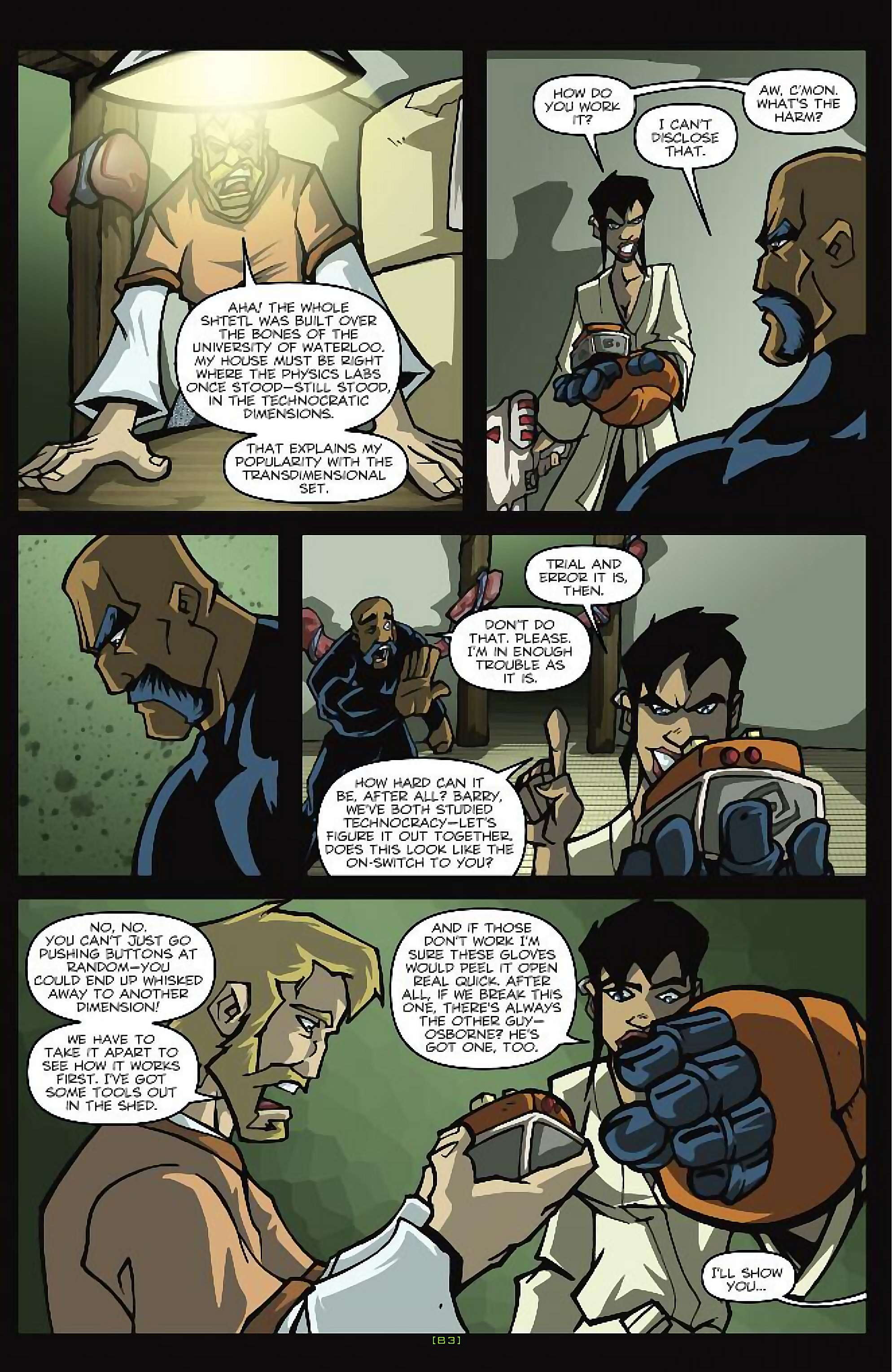 Cory Doctorow's Futuristic Tales of the Here and Now — Nimby and the D-Hoppers, page 8. Story by Cory Doctorow. Adapted by Dan Taylor, art by Dustin Evans, letters by Robbie Robbins, edited by Tom Waltz. IDW Publishing. CC BY-NC-SA 3.0 US.