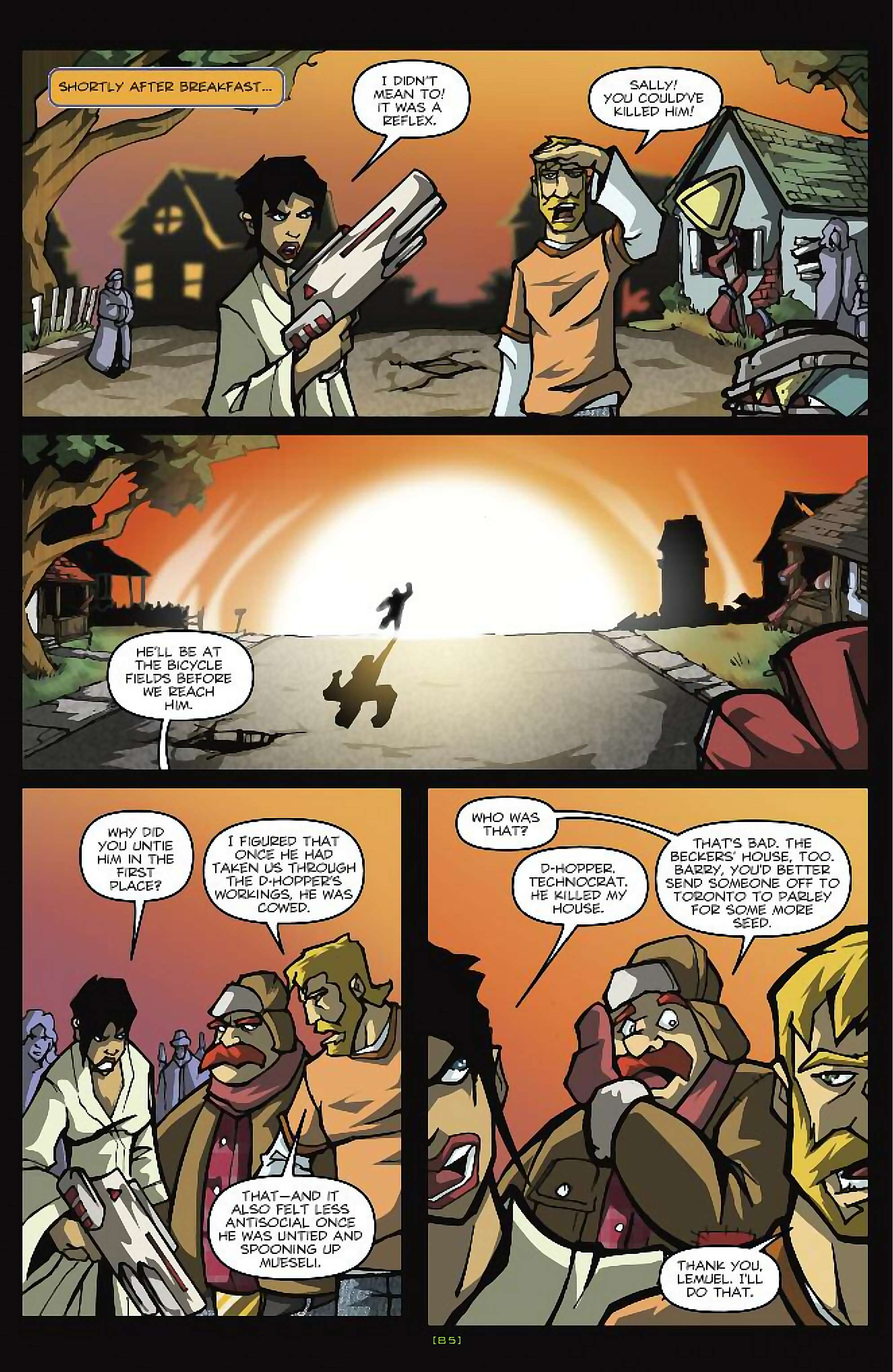 Cory Doctorow's Futuristic Tales of the Here and Now — Nimby and the D-Hoppers, page 10. Story by Cory Doctorow. Adapted by Dan Taylor, art by Dustin Evans, letters by Robbie Robbins, edited by Tom Waltz. IDW Publishing. CC BY-NC-SA 3.0 US.