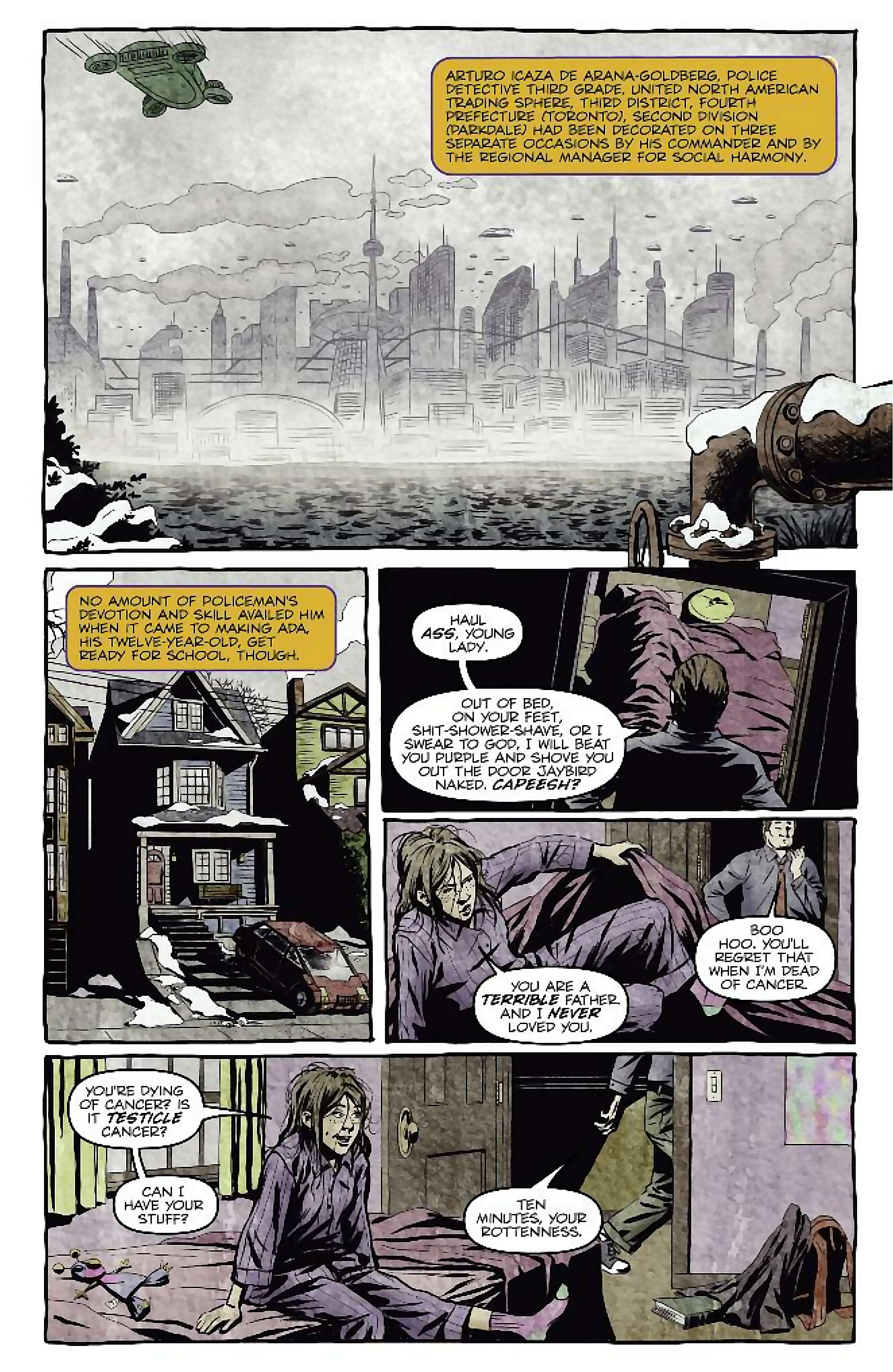 Cory Doctorow's Futuristic Tales of the Here and Now — I, Robot, page 2. Story by Cory Doctorow. Adapted by Dara Naraghi, art by Erich Owen, letters by Chris Mowry, edited by Tom Waltz. IDW Publishing. CC BY-NC-SA 3.0 US.