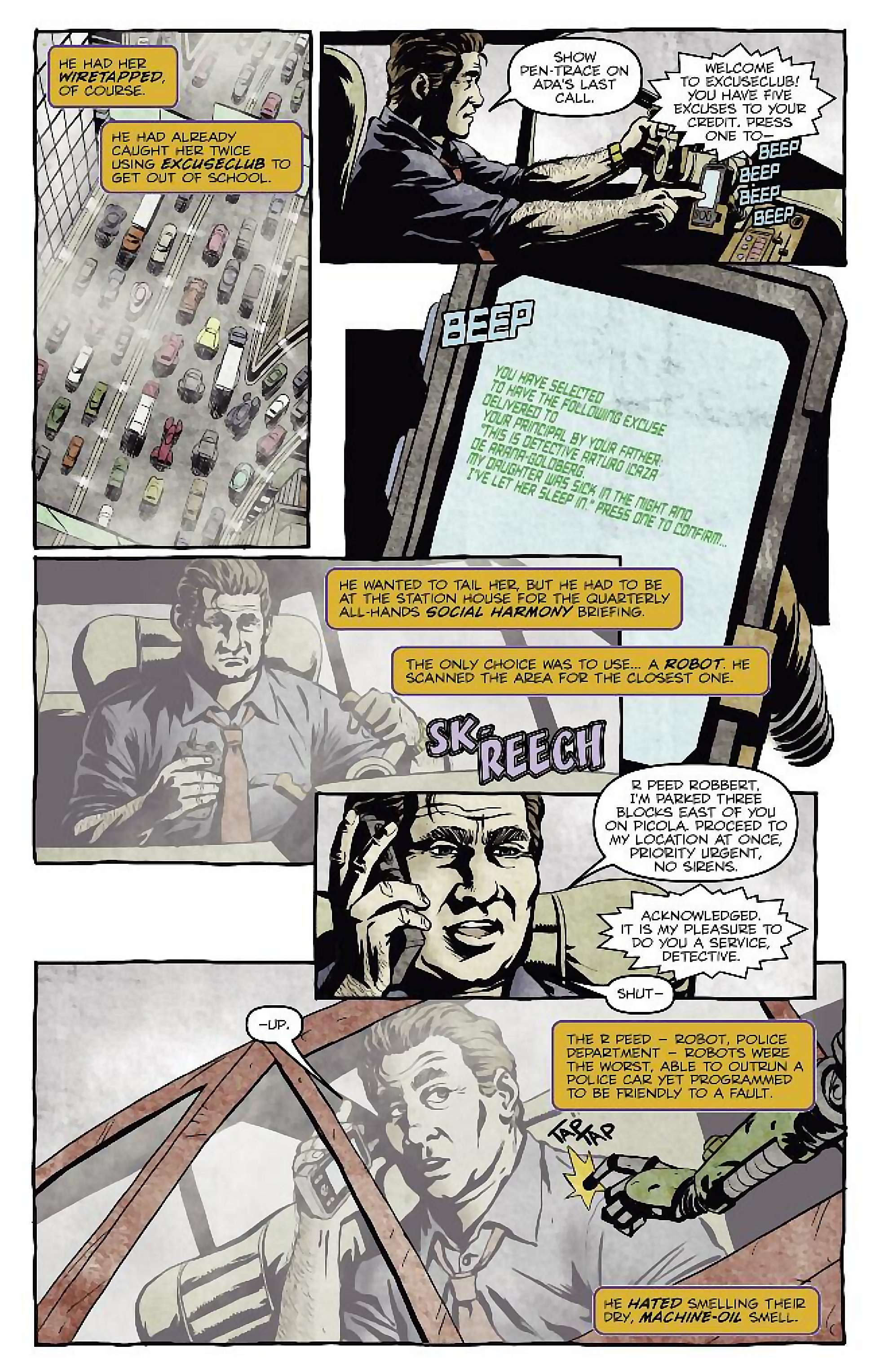 Cory Doctorow's Futuristic Tales of the Here and Now — I, Robot, page 3. Story by Cory Doctorow. Adapted by Dara Naraghi, art by Erich Owen, letters by Chris Mowry, edited by Tom Waltz. IDW Publishing. CC BY-NC-SA 3.0 US.