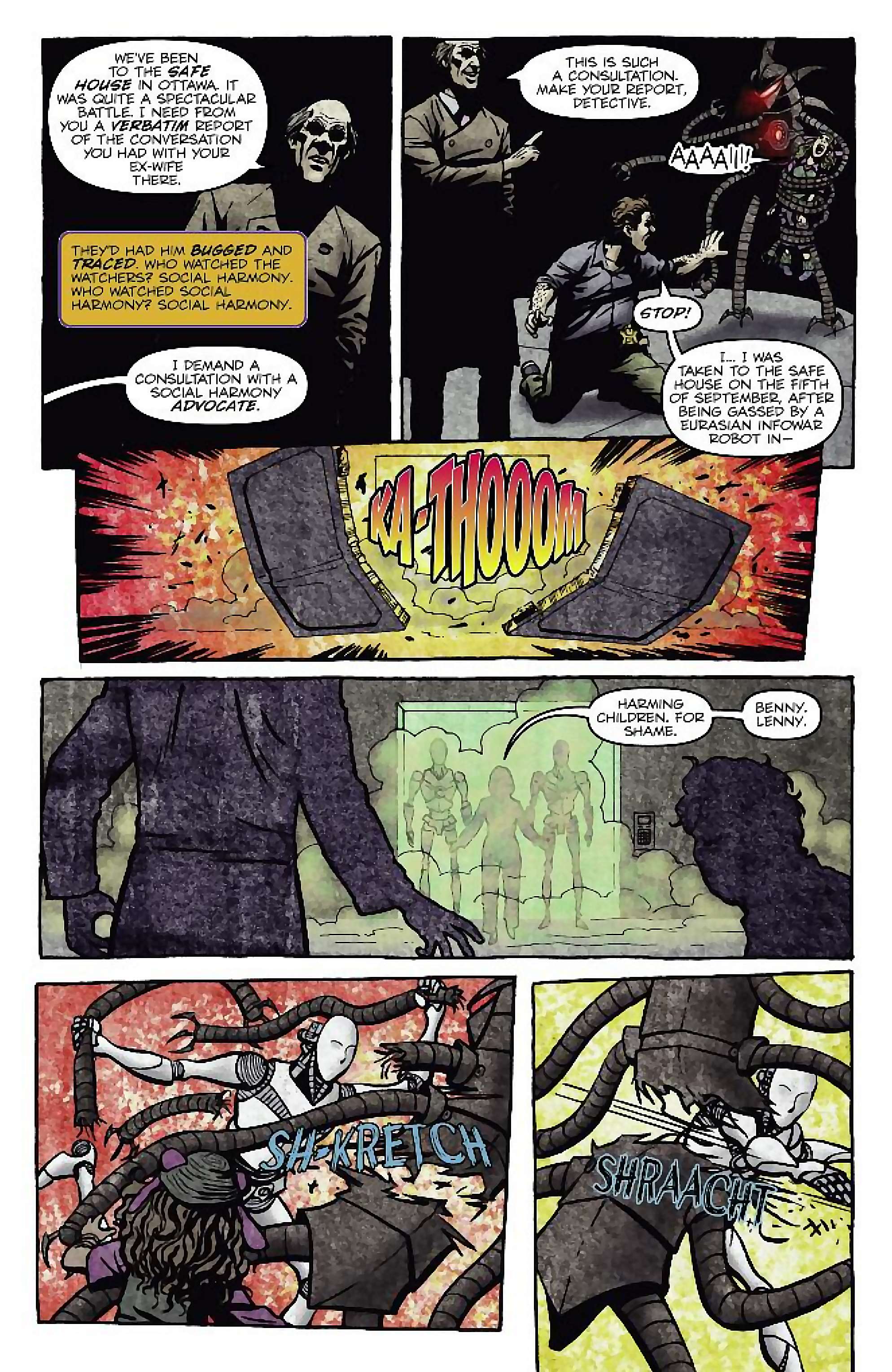 Cory Doctorow's Futuristic Tales of the Here and Now — I, Robot, page 21. Story by Cory Doctorow. Adapted by Dara Naraghi, art by Erich Owen, letters by Chris Mowry, edited by Tom Waltz. IDW Publishing. CC BY-NC-SA 3.0 US.