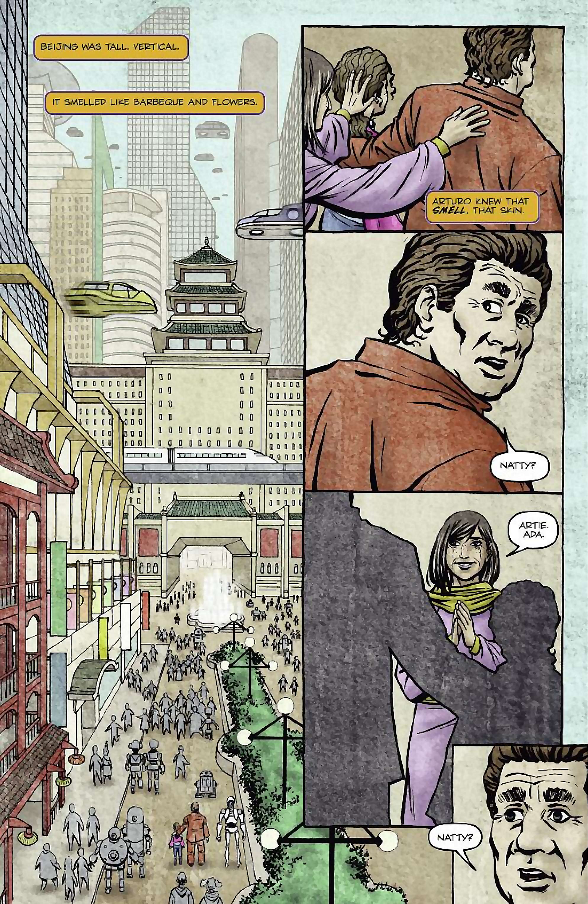 Cory Doctorow's Futuristic Tales of the Here and Now — I, Robot, page 24. Story by Cory Doctorow. Adapted by Dara Naraghi, art by Erich Owen, letters by Chris Mowry, edited by Tom Waltz. IDW Publishing. CC BY-NC-SA 3.0 US.