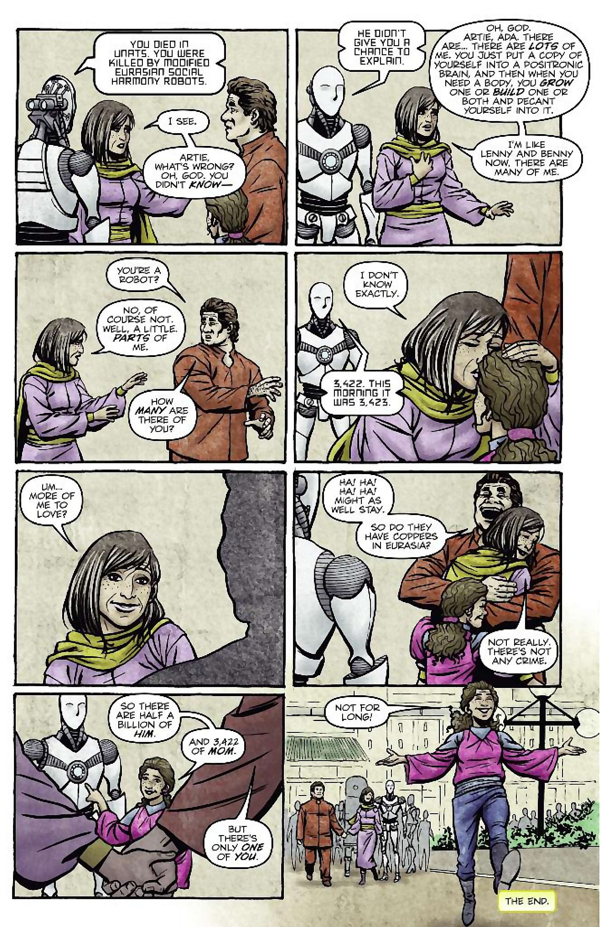 Cory Doctorow's Futuristic Tales of the Here and Now — I, Robot, page 25. Story by Cory Doctorow. Adapted by Dara Naraghi, art by Erich Owen, letters by Chris Mowry, edited by Tom Waltz. IDW Publishing. CC BY-NC-SA 3.0 US.