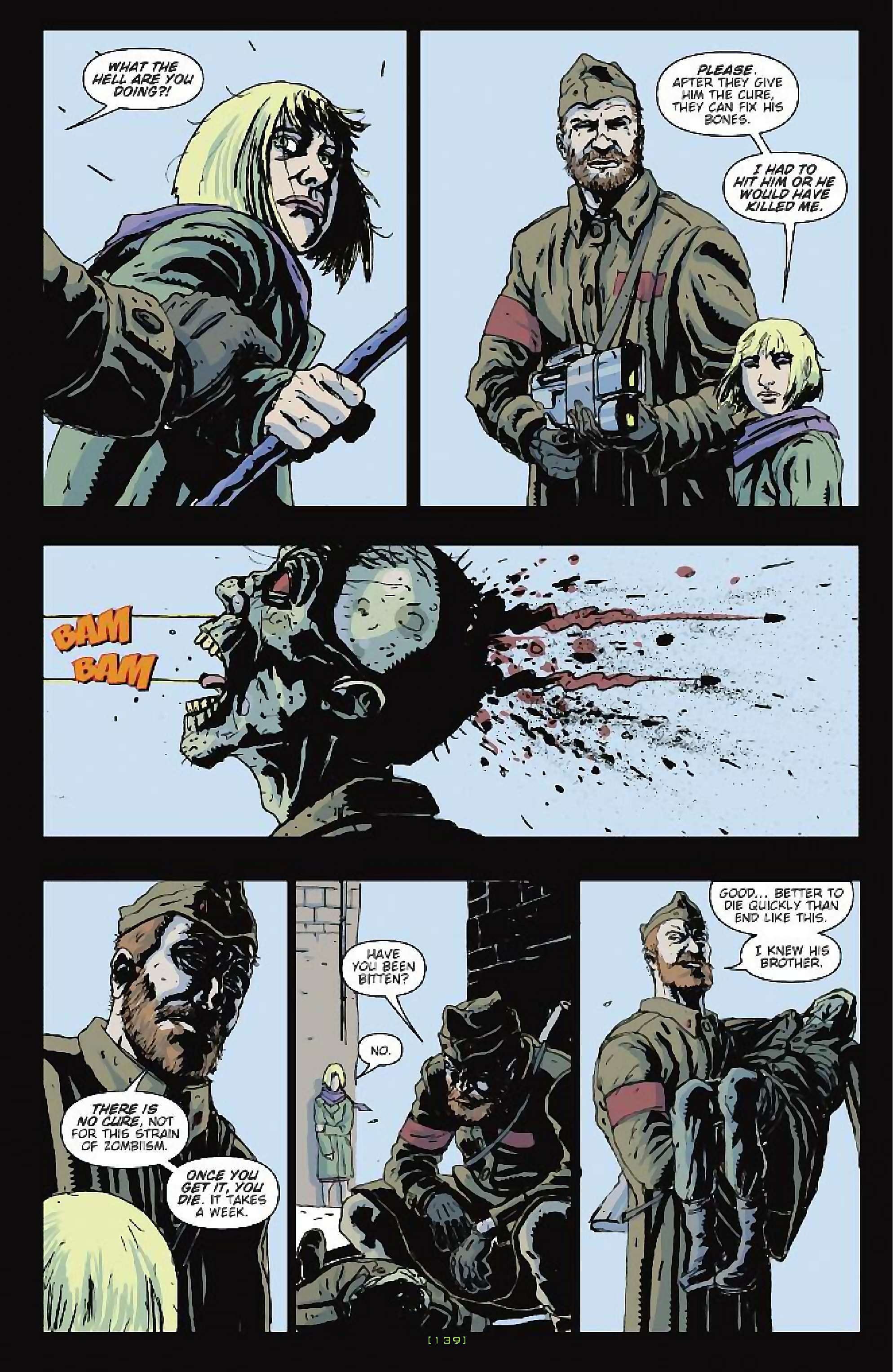 Cory Doctorow's Futuristic Tales of the Here and Now — After the Siege, page 14. Story by Cory Doctorow. Adapted by James Anthony Kuhoric, art by Guiu Vilanova, colors by German Torres, letters by Neil Uyetake, edited by Tom Waltz. IDW Publishing. CC BY-NC-SA 3.0 US.