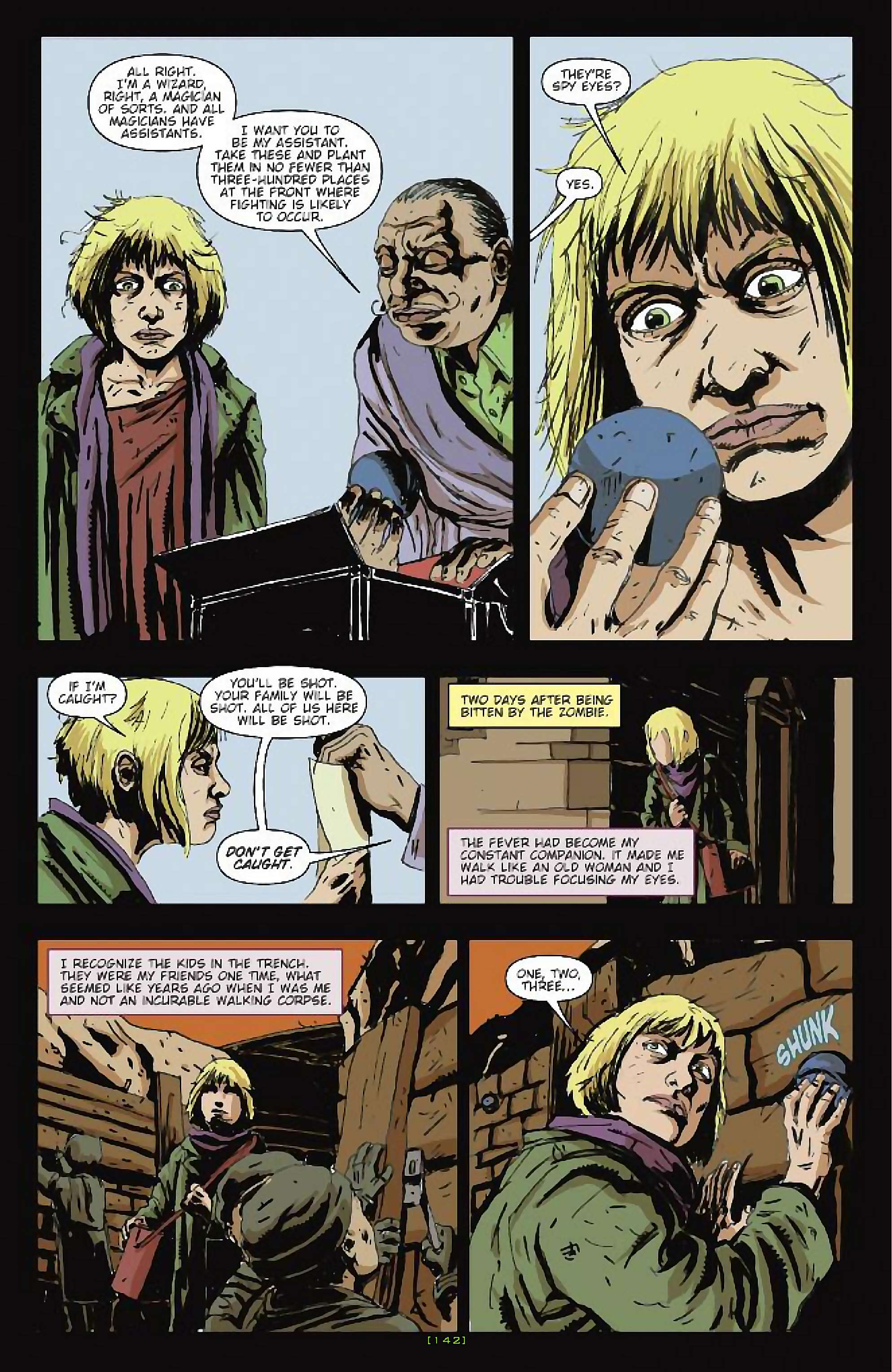 Cory Doctorow's Futuristic Tales of the Here and Now — After the Siege, page 17. Story by Cory Doctorow. Adapted by James Anthony Kuhoric, art by Guiu Vilanova, colors by German Torres, letters by Neil Uyetake, edited by Tom Waltz. IDW Publishing. CC BY-NC-SA 3.0 US.