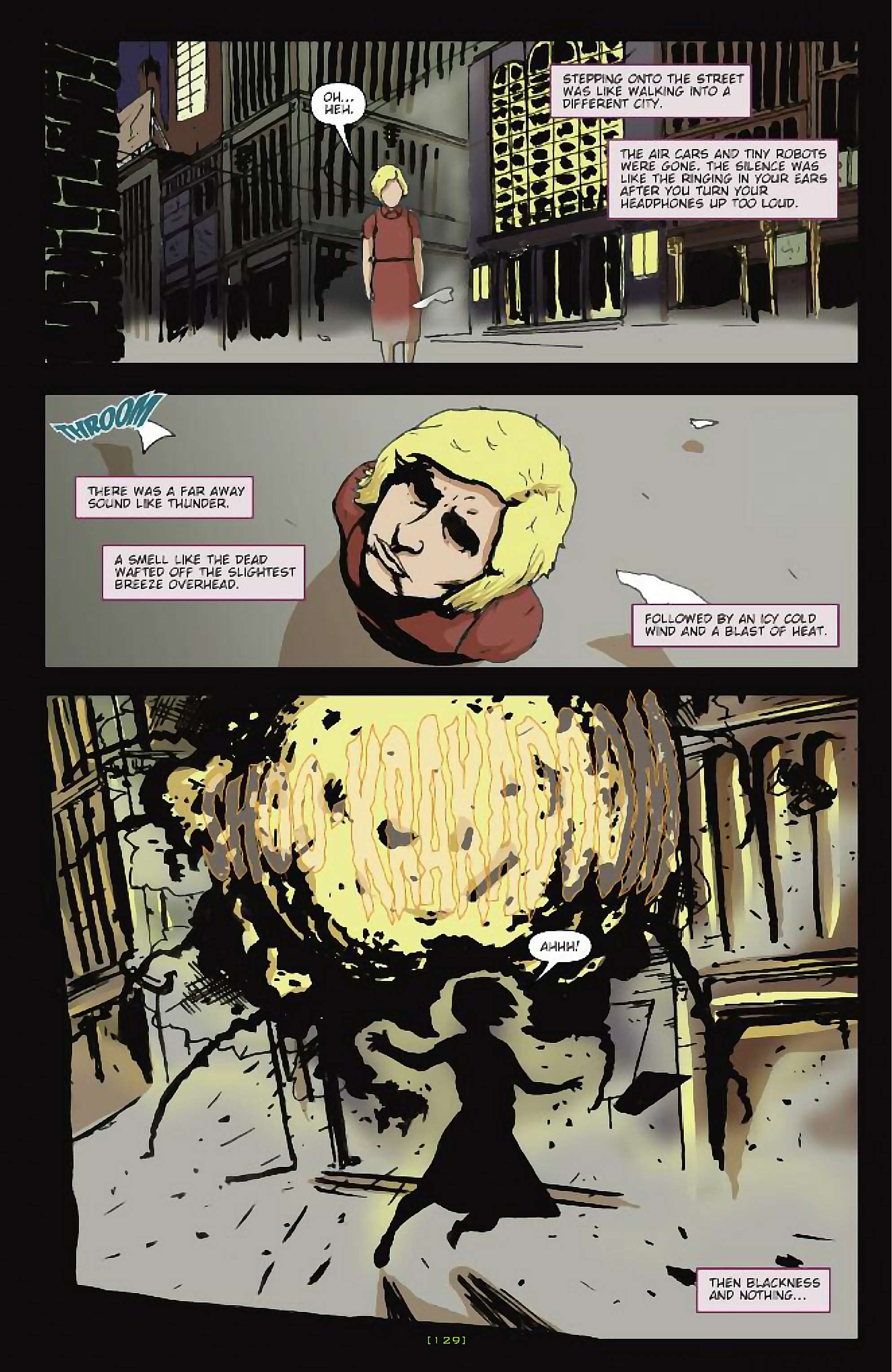 Cory Doctorow's Futuristic Tales of the Here and Now — After the Siege, page 4. Story by Cory Doctorow. Adapted by James Anthony Kuhoric, art by Guiu Vilanova, colors by German Torres, letters by Neil Uyetake, edited by Tom Waltz. IDW Publishing. CC BY-NC-SA 3.0 US.
