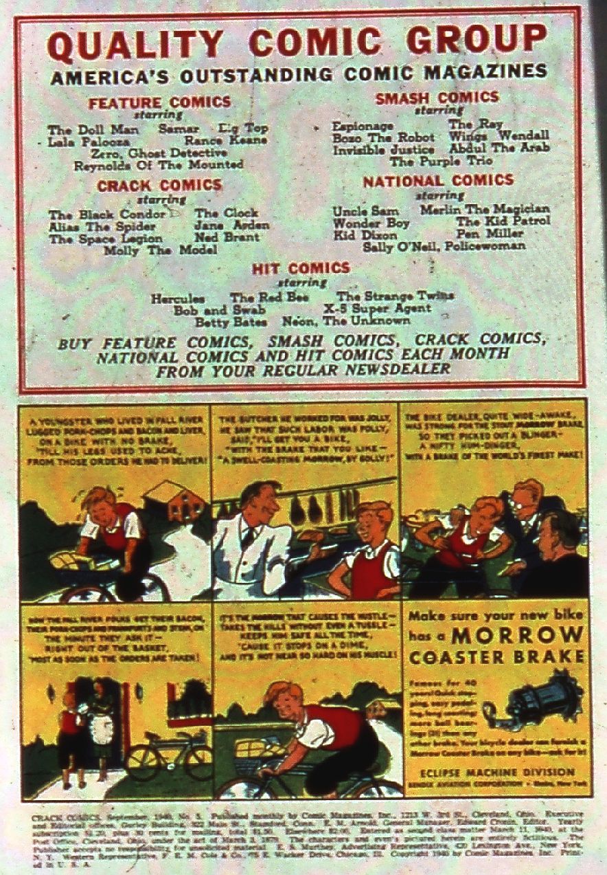 Crack Comics #5 (Quality Comics), page 2. Public domain (US).