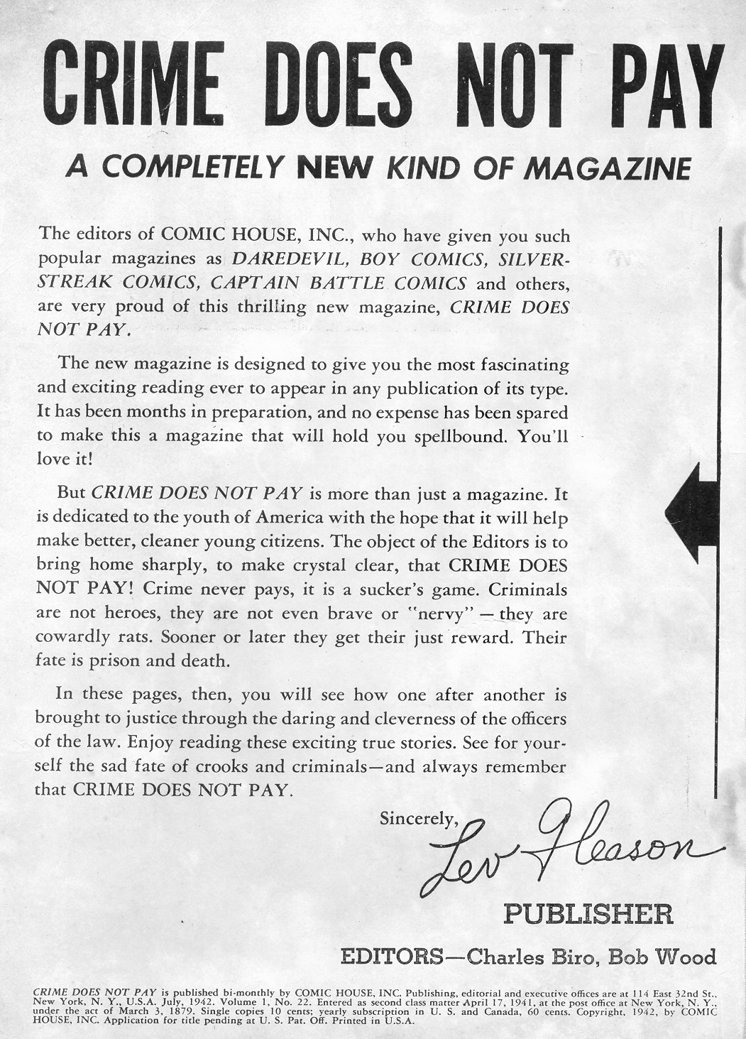 Crime Does Not Pay #22 (Lev Gleason), page 2. Public domain (US).