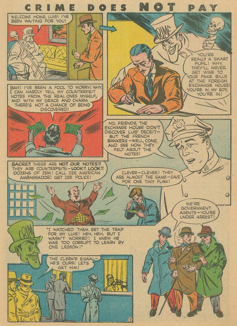 Crime Does Not Pay #41 (Lev Gleason), page 6. Public domain (US).
