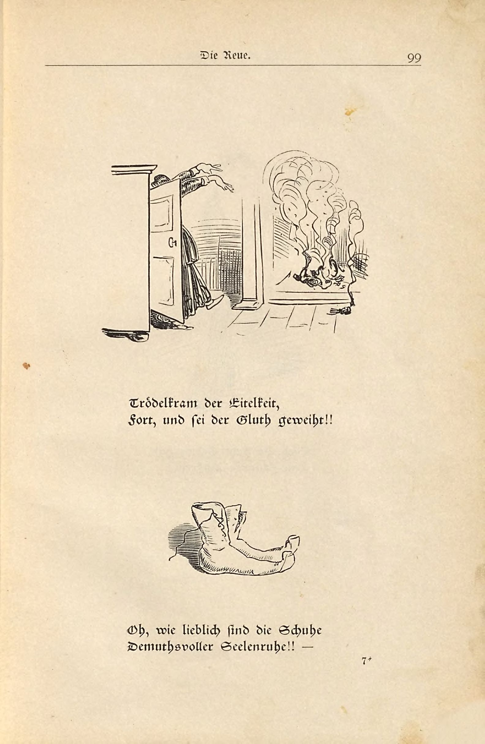 Die fromme Helene (Wilhelm Busch, 1882), Seite 99. Public domain. Bayerische Staatsbibliothek / Internet Archive.