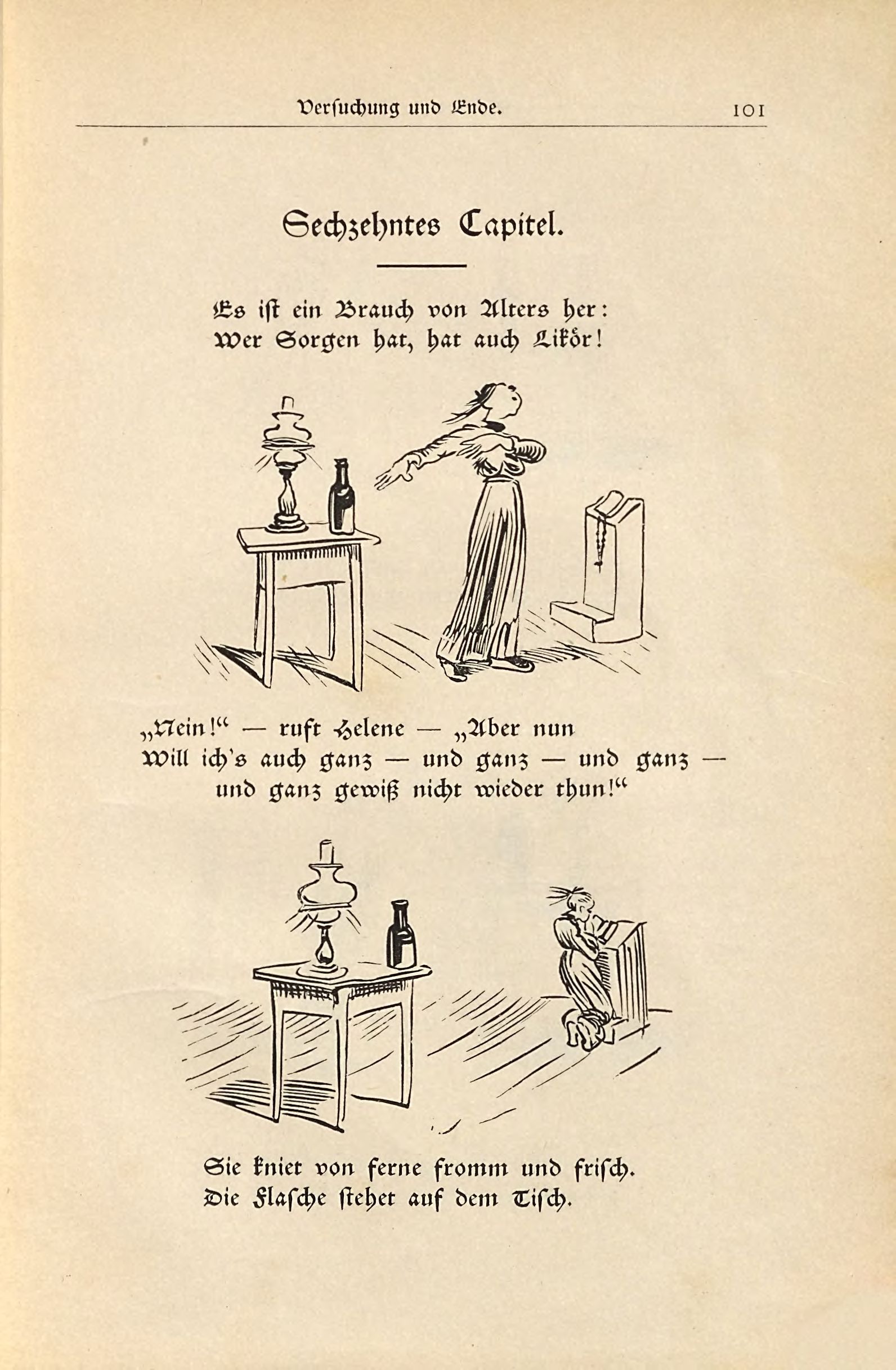 Die fromme Helene (Wilhelm Busch, 1882), Seite 101. Public domain. Bayerische Staatsbibliothek / Internet Archive.