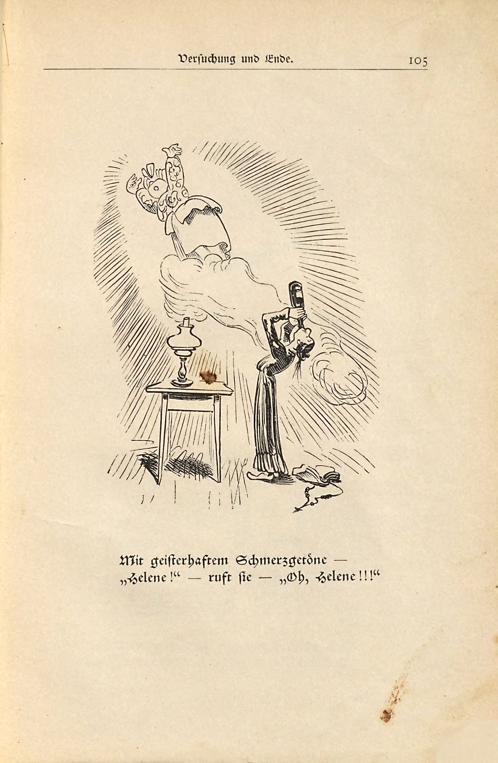 Die fromme Helene (Wilhelm Busch, 1882), Seite 105. Public domain. Bayerische Staatsbibliothek / Internet Archive.